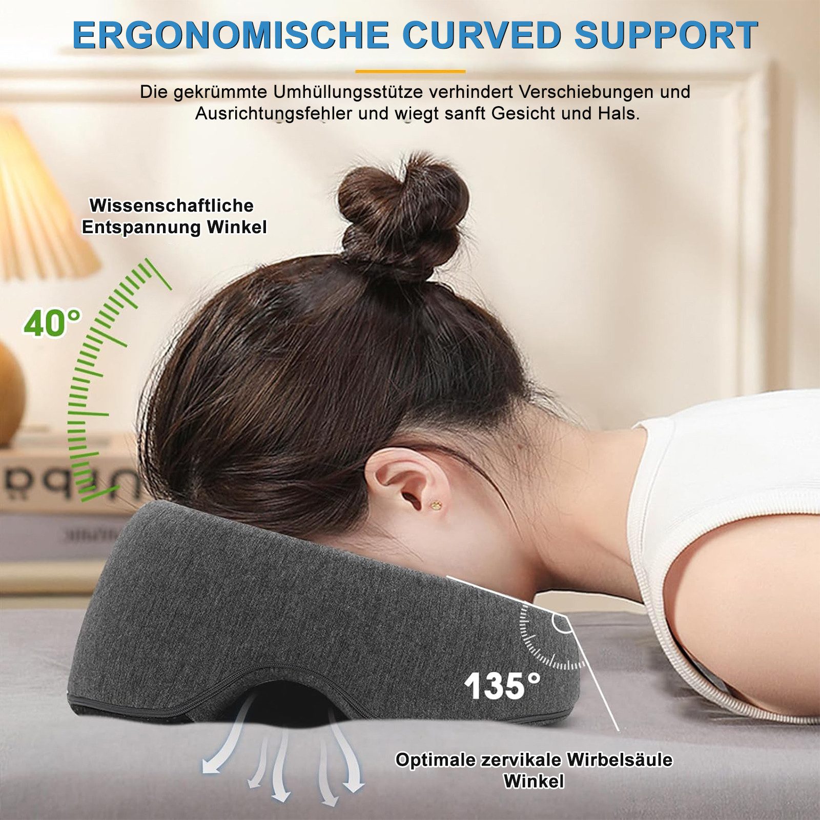 OKWISH Kopfstützkissen U-förmiges Gesichtskissen mit Loch Massage Kopfstütz günstig online kaufen