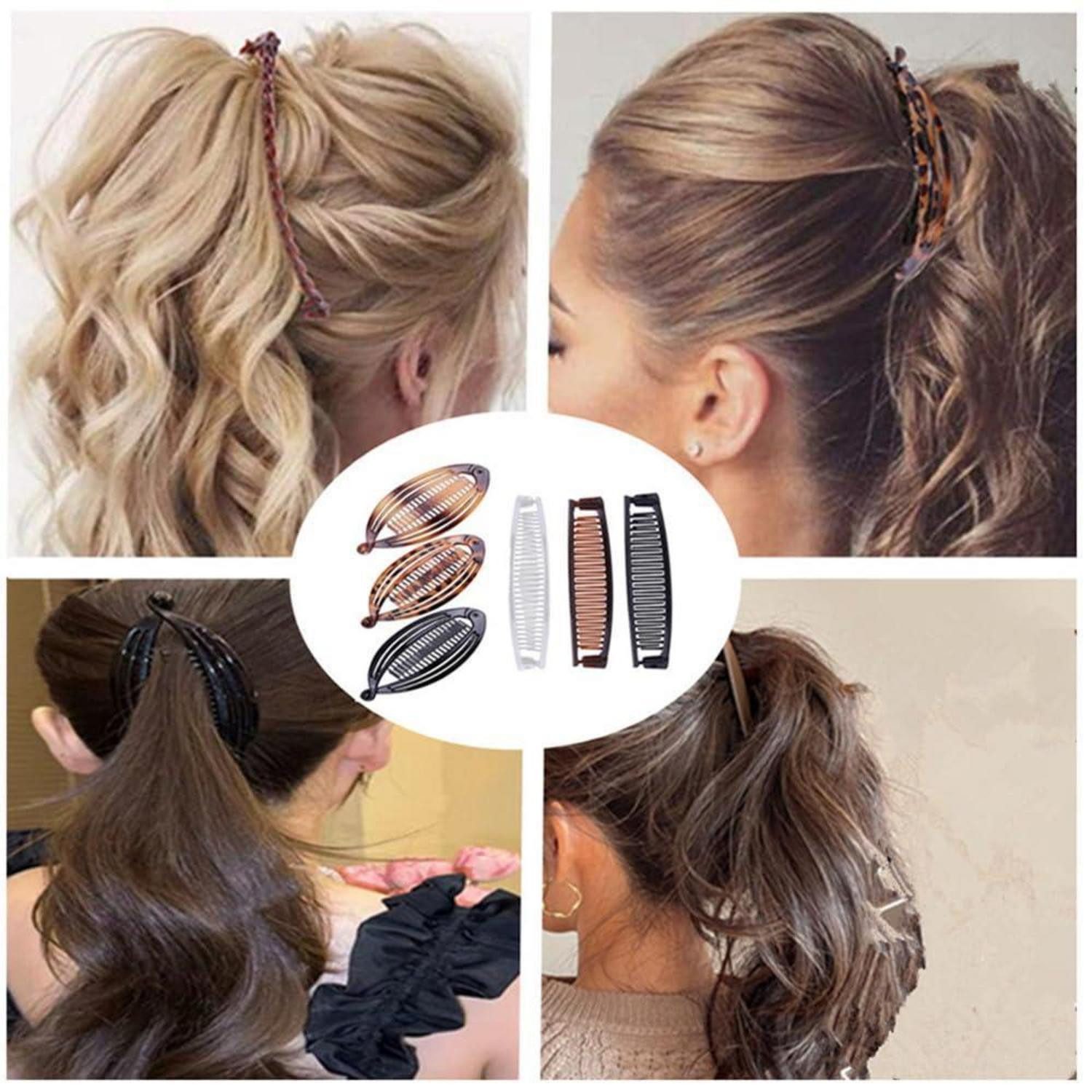 LuxusKollektion Haarspange 6er Set Bananen-Haarspangen mit Doppelkamm, 2 Stile