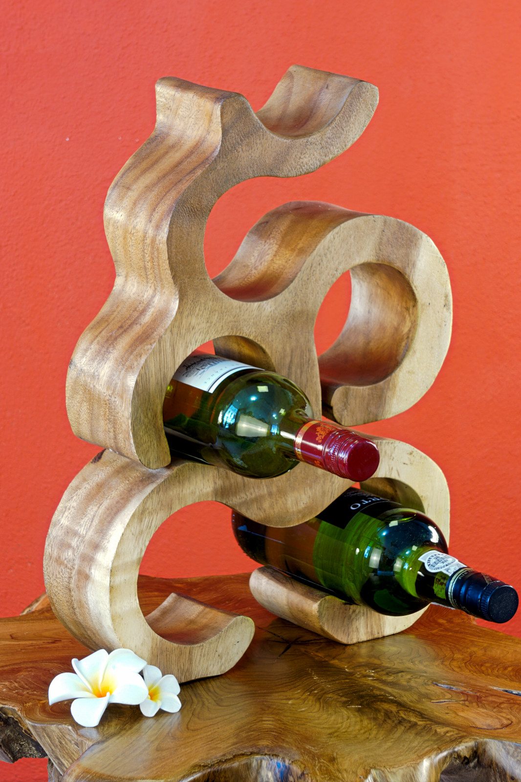 Kinaree Weinregal 40 cm Holz Weinregal, aus Akazie mit Platz für 6 Flaschen