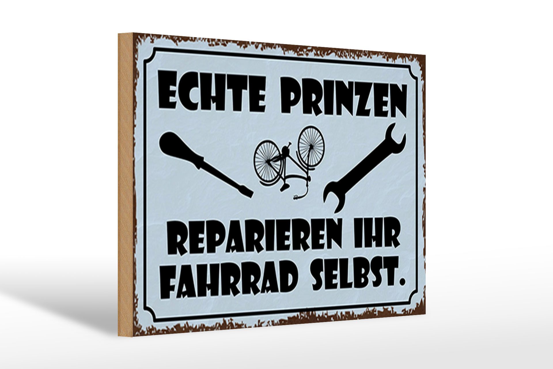 Holzbild Spruch 30x20cm Prinze reparieren Fahrrad selbst