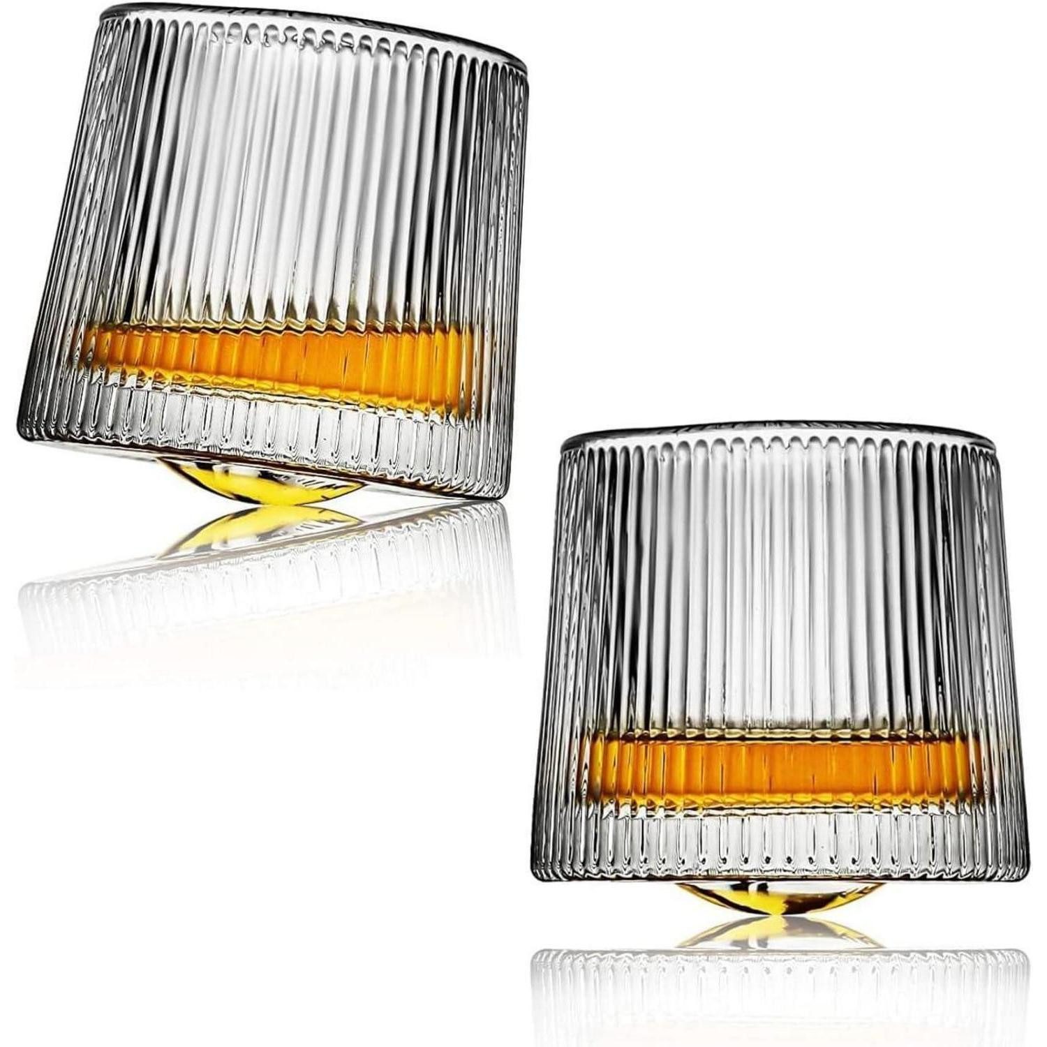 LuxusKollektion Whiskyglas Whiskyglas 2er Set 160ml Kristall Vertikale 2 Vertikale Streifen