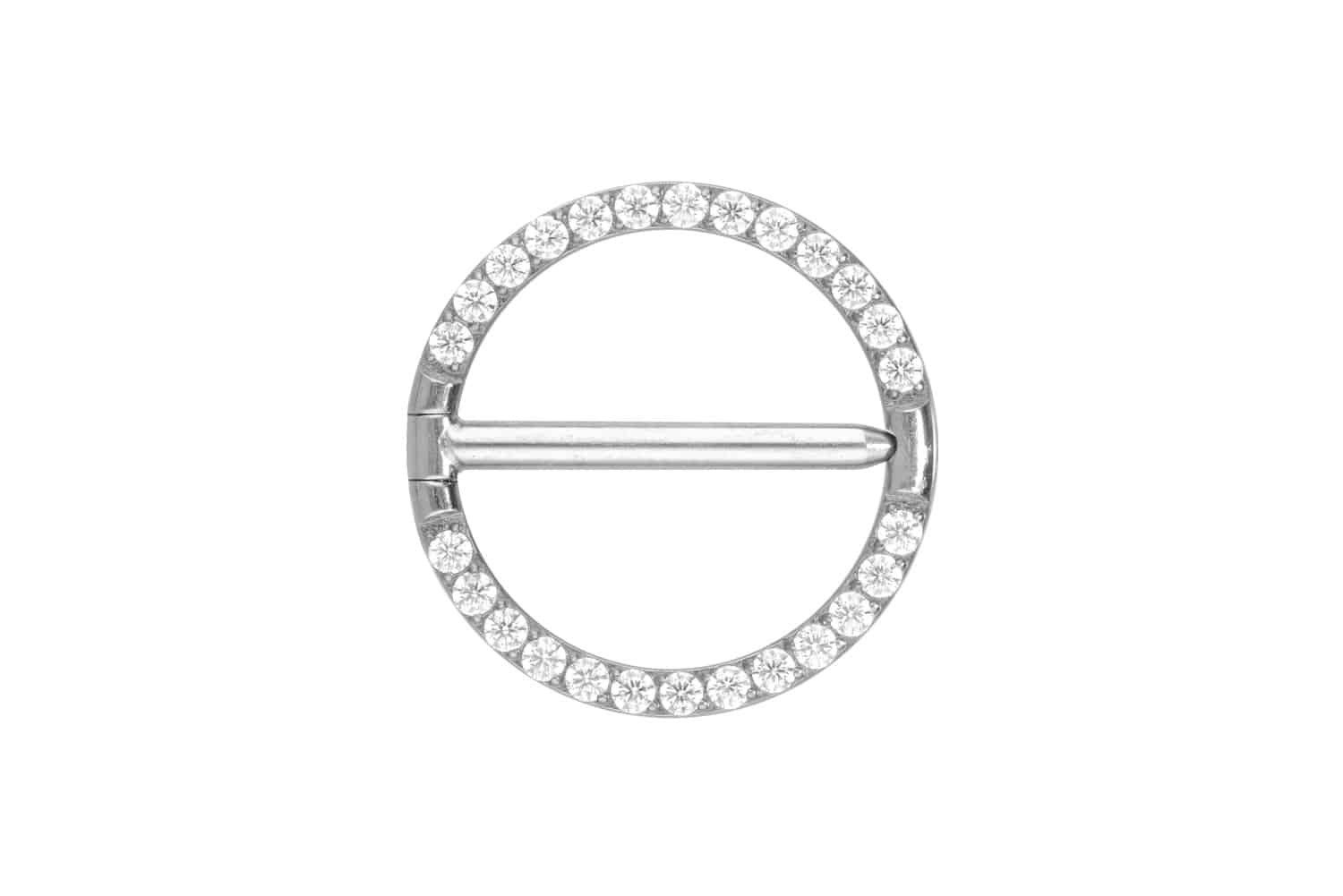 PIERCINGLINE Brustwarzenpiercing Titan Nippelpiercing Clicker RING + EINGEFASSTE KRISTALLE (Clicker, 1-tlg), Brust-, Nippel-Piercing, Titan