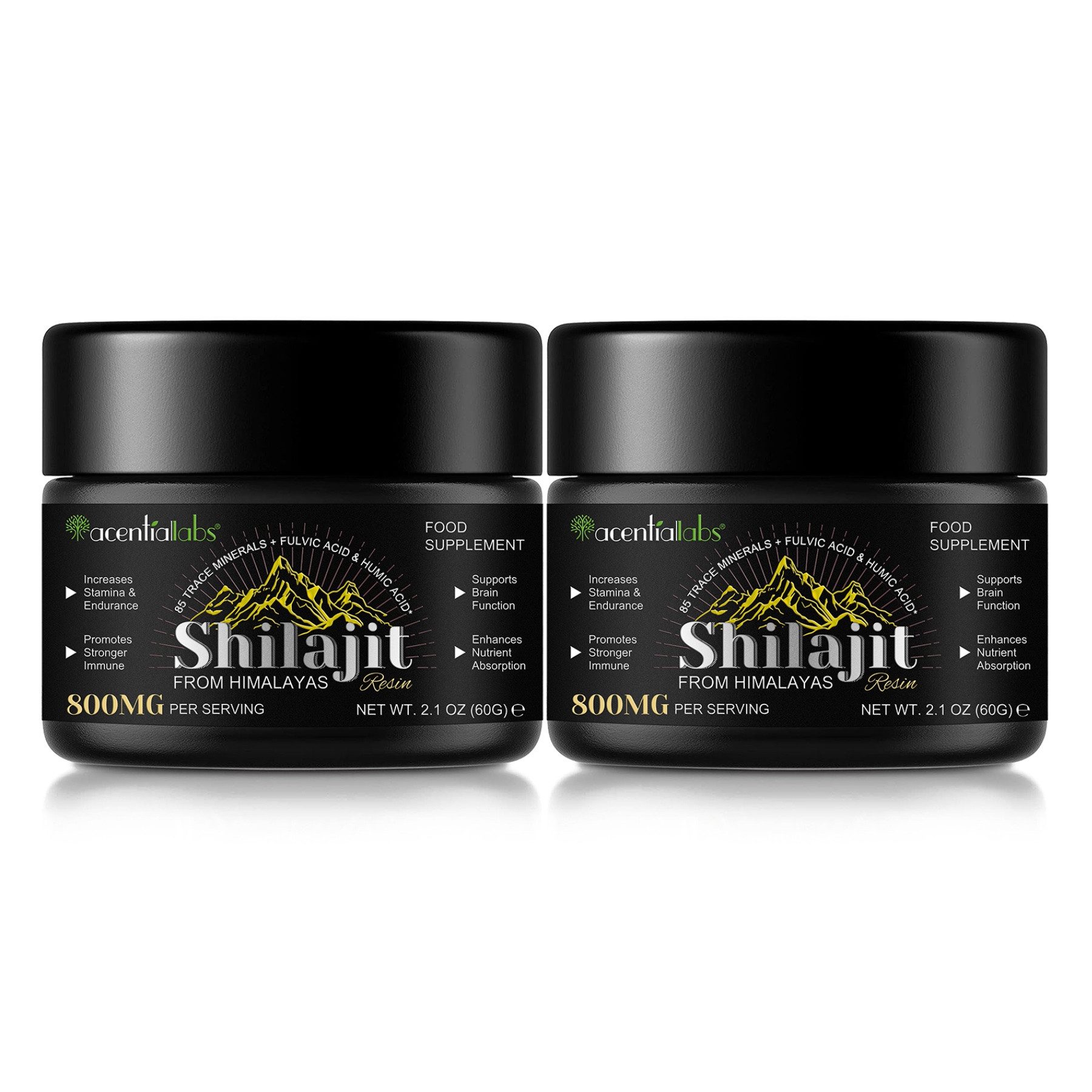 Acentiallabs Shilajit Himalaya Harz 100% Reines Mumijo 85+ Mineralien Laborgeprüft Harz, Nahrungsergänzungsmittel, Shilajit, Vitamine