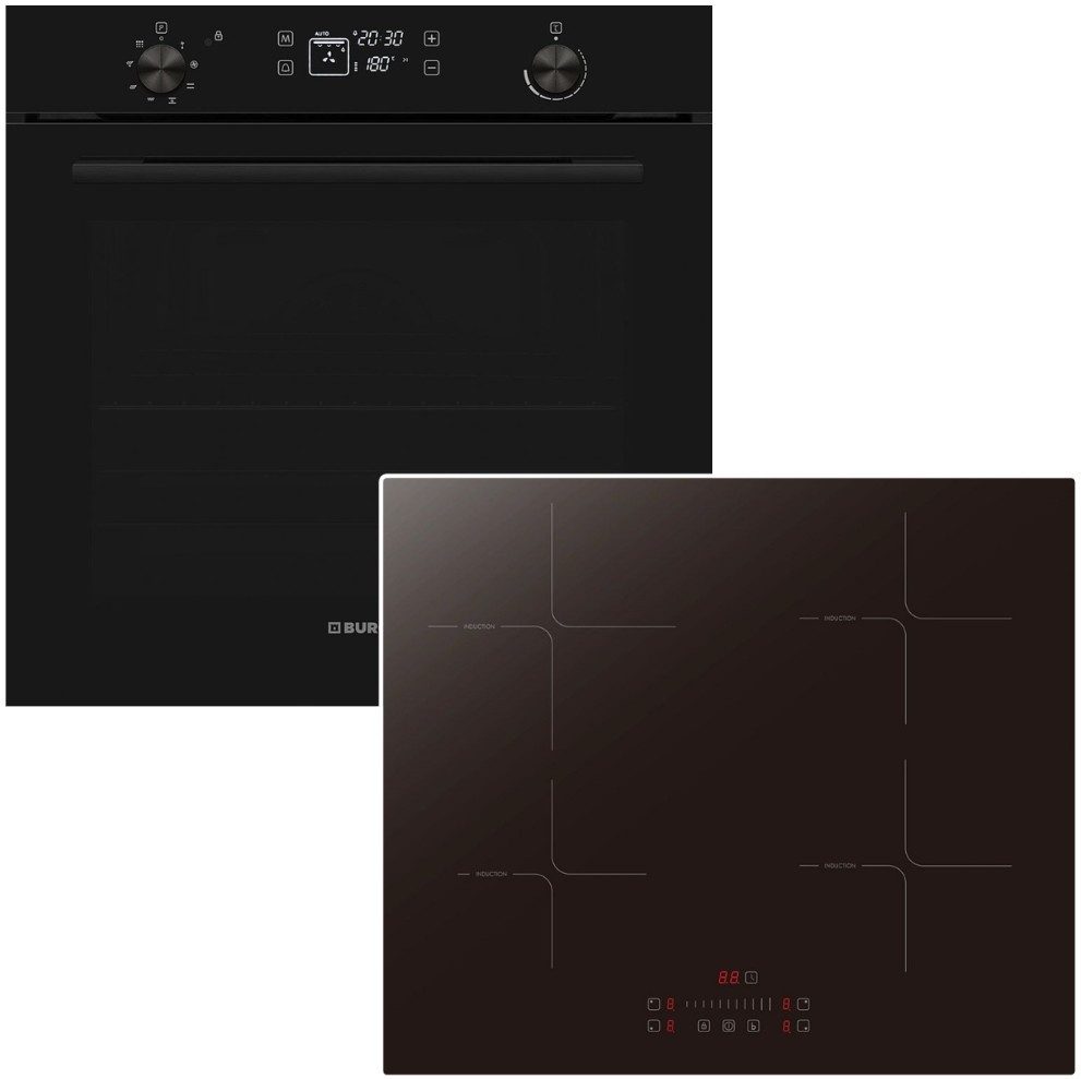 VESTEL Backofen-Set Pyrolyse 78 Liter + Induktionskochfeld Booster TouchSlider PKM, Pyrolyse-Selbstreinigung