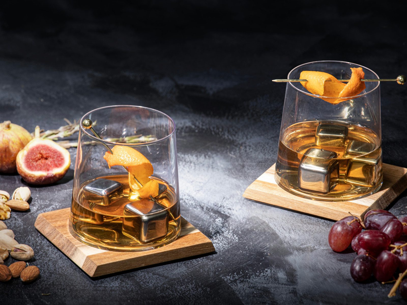 Ladelle Gläser-Set HARVEY Whiskeyglas & Untersetzer-Set 2-er Pack, Glas