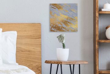 OneMillionCanvasses® Leinwandbild Marmor - Muster - Gold - Blau, (1 St), Leinwand Bilder für Wohnzimmer Schlafzimmer