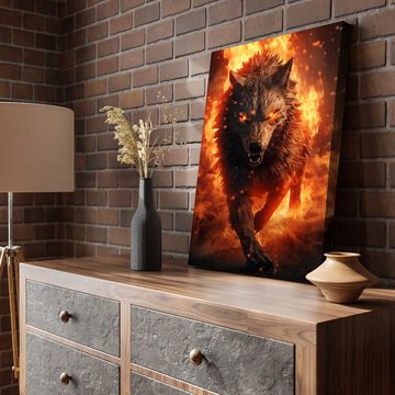 Hustling Sharks Leinwandbild Wolf-Bild als XXL Leinwandbild "Fire Wolf III" - exklusives Tierbild, in 7 unterschiedichen Größen verfügbar