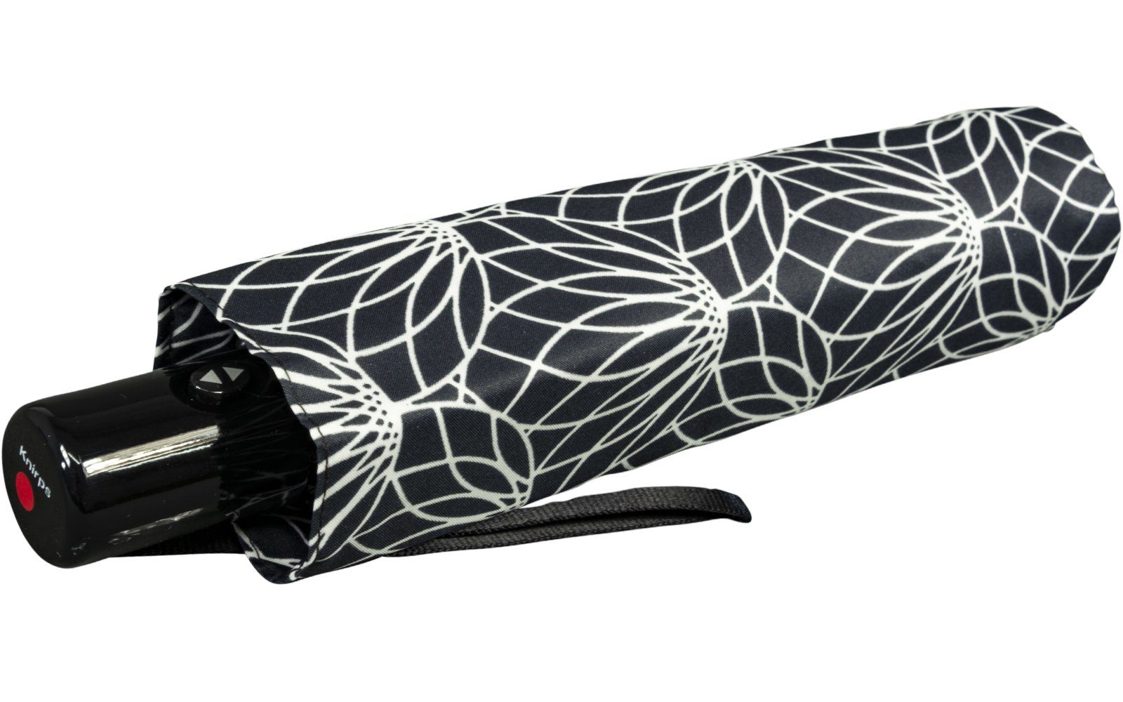Knirps® Taschenregenschirm leichter, Auf-Zu-Automatik, black Renature kompakter mit UV-Schutz schwarz-weiß - mit Linien Schirm