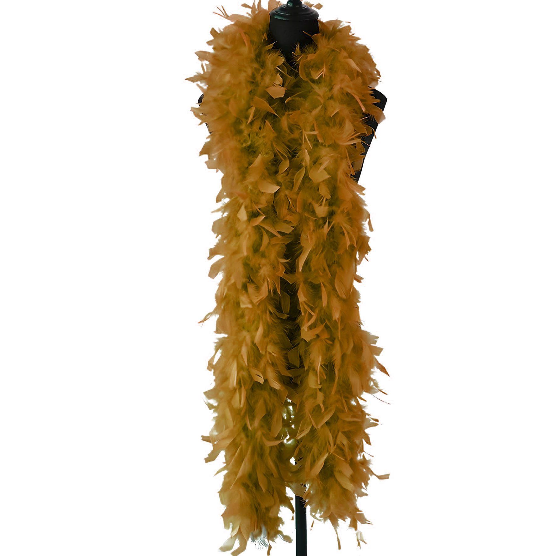 Kopper-24 Partyanzug Federboa Feder-Schal, 180 cm länge, Goldfarben