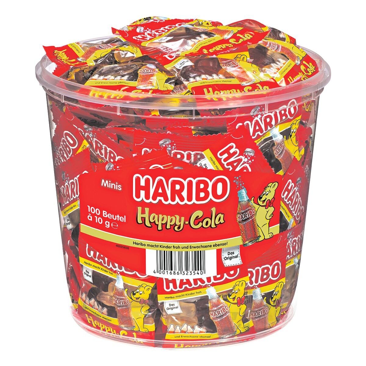 HARIBO Süßigkeit Happy Cola, Dose mit 100 Portionsbeuteln