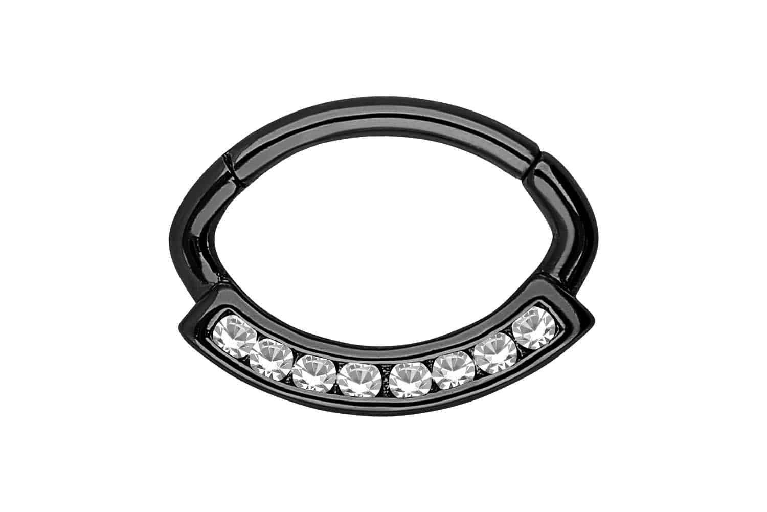 Nasenpiercing Chirurgenstahl Segmentring Clicker OVAL + 8 KRISTALLE Ohrpiercing