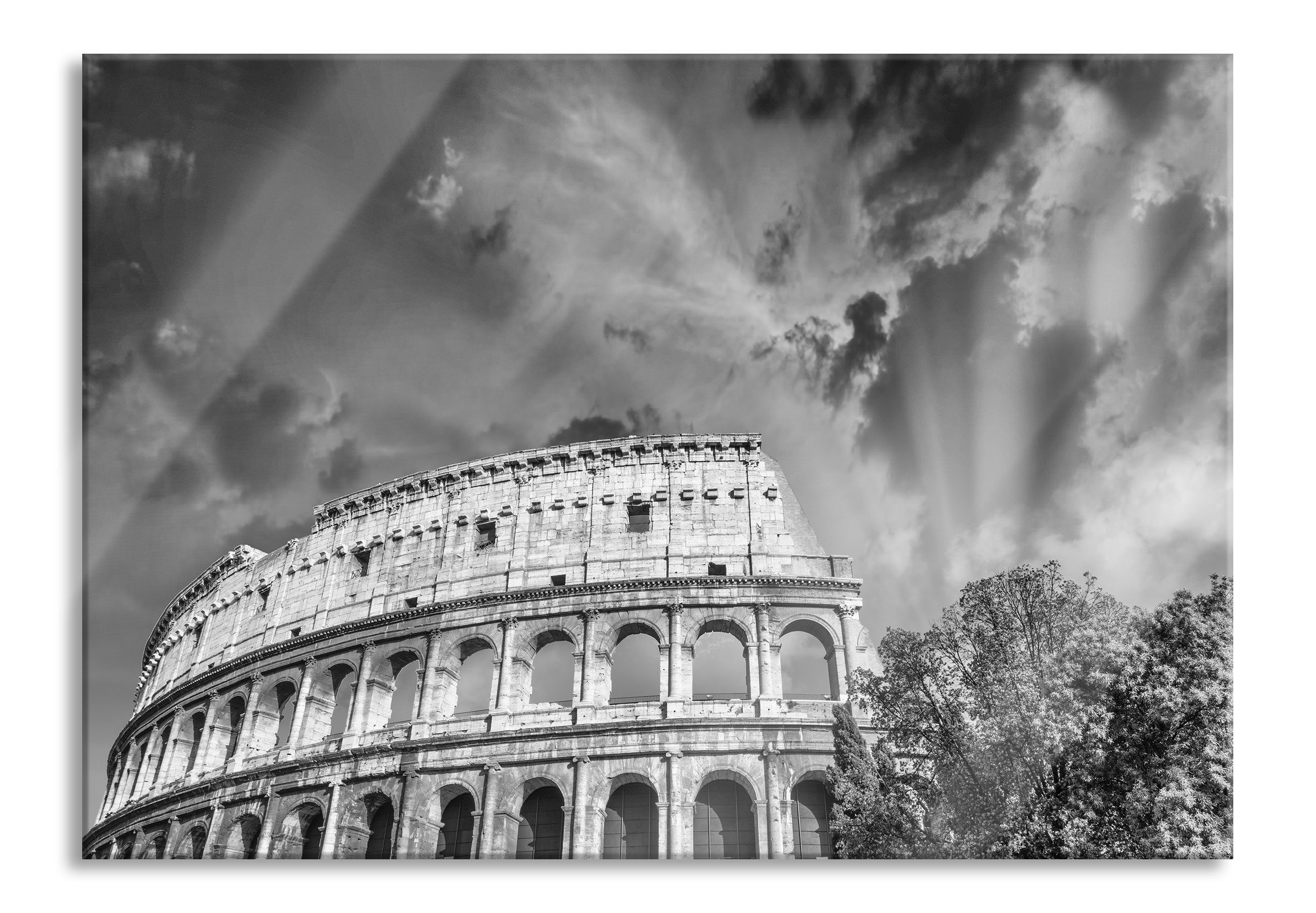 Glasbild Pixxprint Glasbild und klassisches in Colloseum in aus Rom Echtglas, Rom, klassisches Aufhängungen (1 St), Abstandshalter inkl. Colloseum