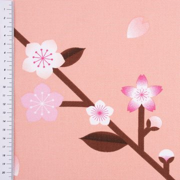 Rico Design Stoff Rico Design Canvas Baumwollstoff Kirschblüten pfirsich rosa 50x140cm