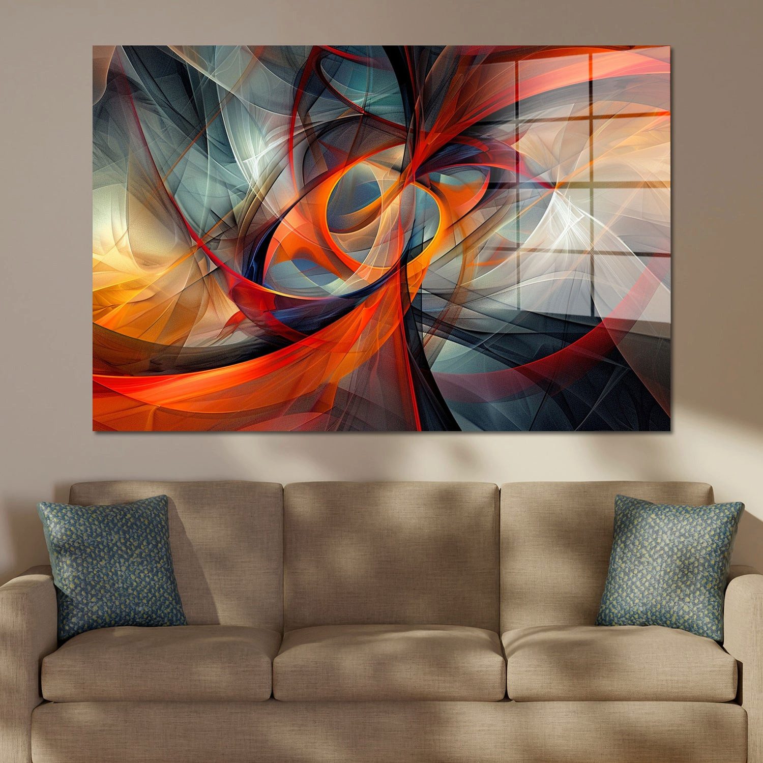 Artedinoi Acrylglasbild Formen in dynamischen Farben Acrylglas Wandbild Bild Wanddeko XL
