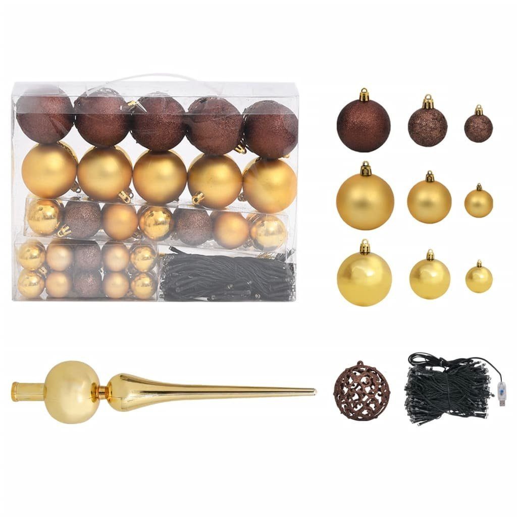 90 Beleuchtung cm & Weiß vidaXL Künstlicher Kugeln mit Weihnachtsbaum Gold Weihnachtsbaum Künstlicher