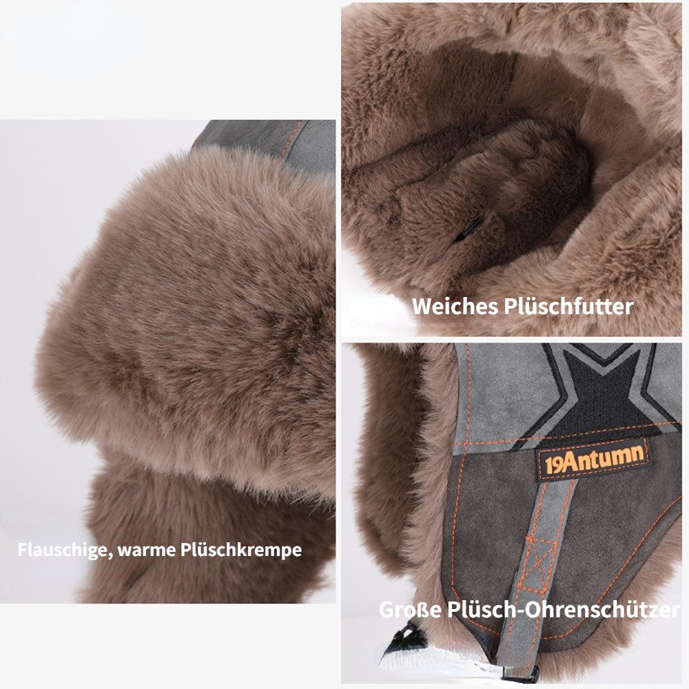 Blusmart Plüschmütze Unisex-Wintermütze (Winddicht, mit Fleece gefüttert und verstärkt, Warme, winddichte Outdoor-Ohrenschützer für kaltes Wetter) Für den tägli – Bild 5 von 5