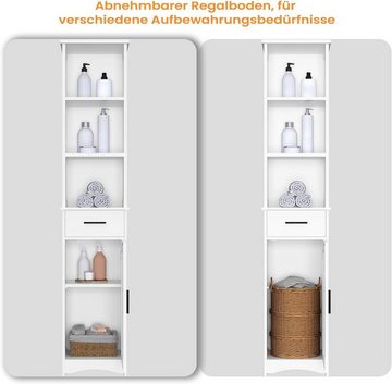 EUGAD Hochschrank (1-St) Badezimmerschrank schmal mit Tür, verstellbare Ablage