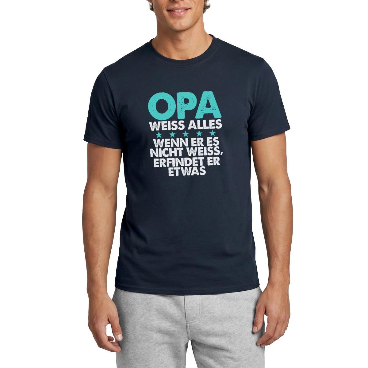 T-Shirt Opa Weiß Alles Wenn Nicht Erfindet Er Es Männer T-Shirt