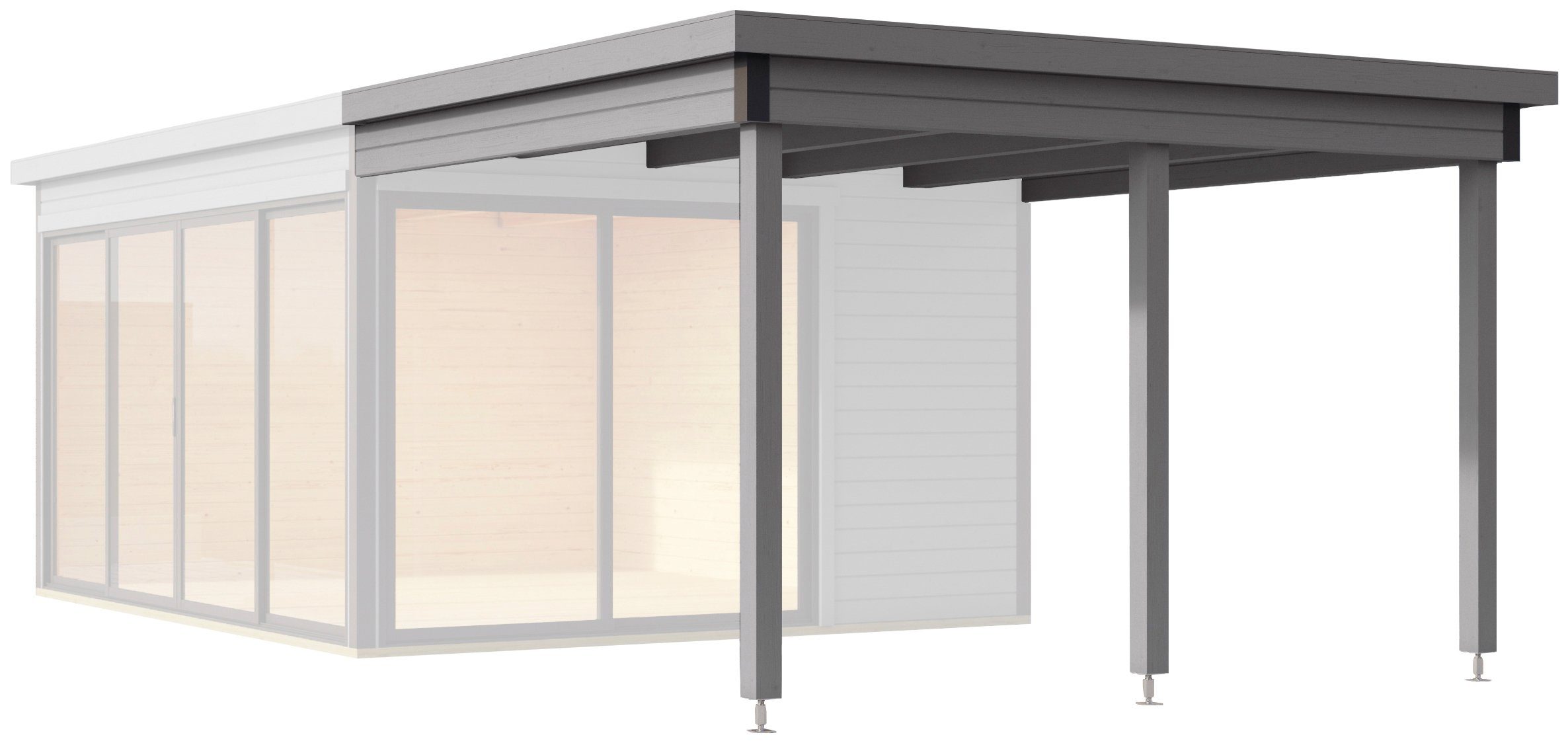 LASITA MAJA Gartenhaus-Anbaudach DOMEO 3 UND 4 DACHVERLÄNGERUNG LICHTGRAU, BxT: 341,5x300 cm, für Domeo 3 und Domeo 4