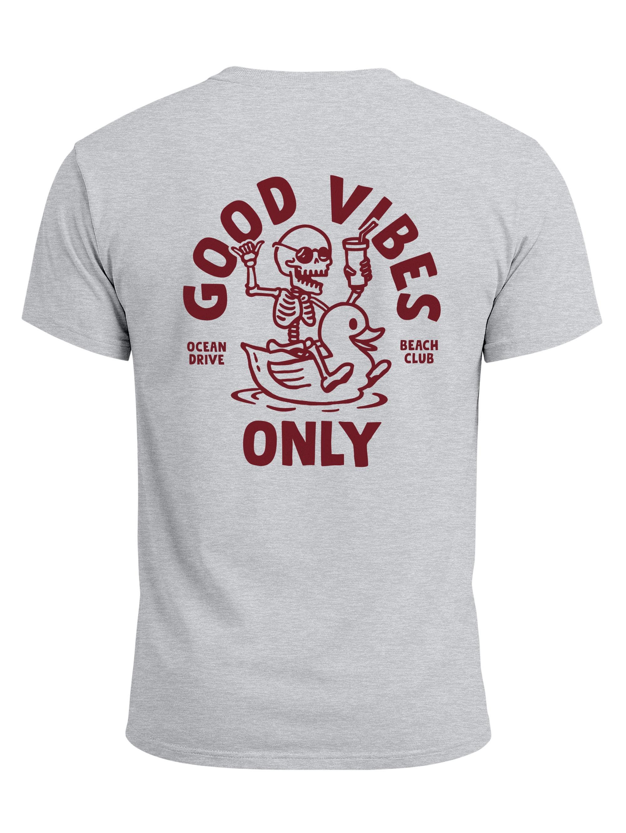 Neverless Print-Shirt Herren T-Shirt Backprint Good Vibes Only Quitsche-Ente Motivprint mit Print