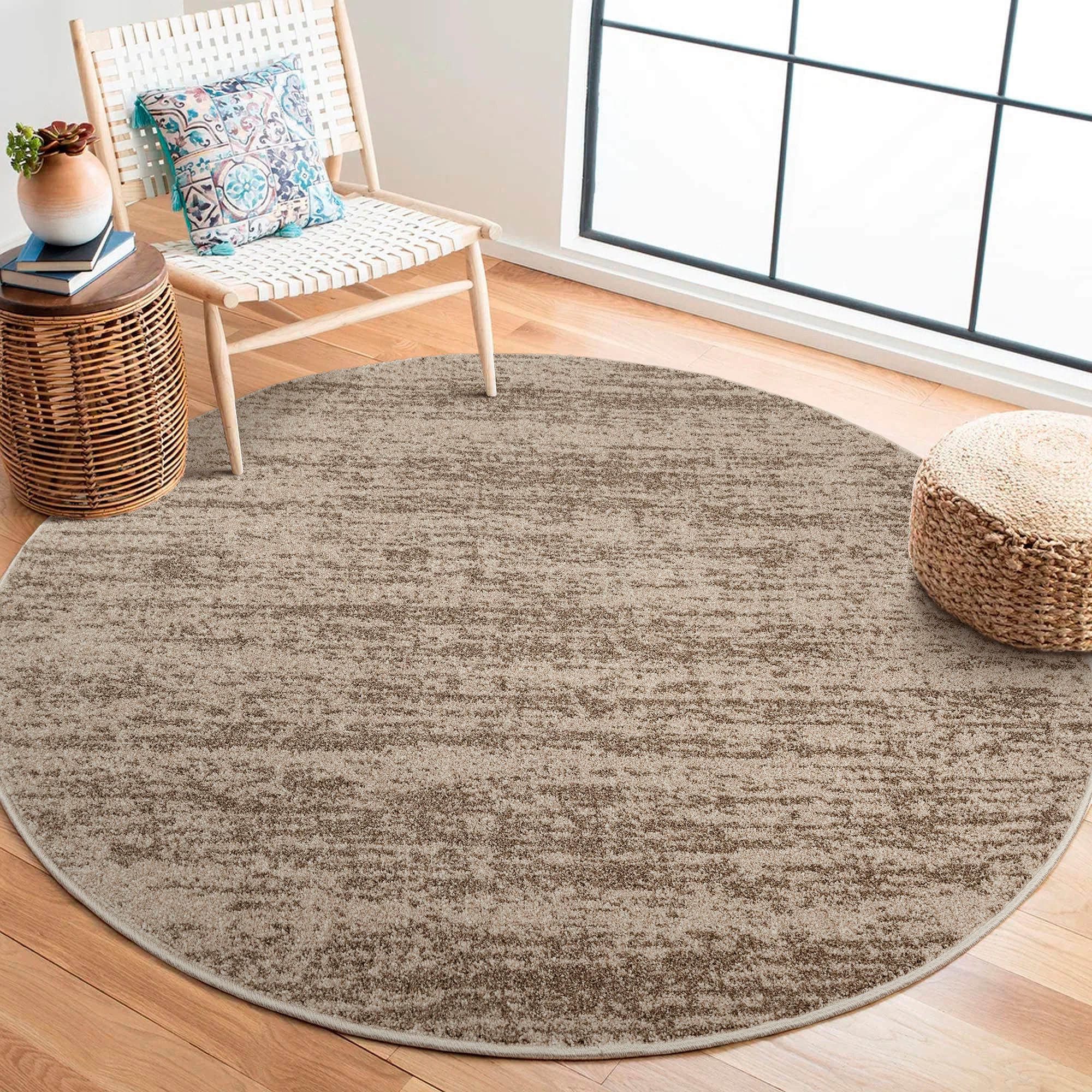 Sanat Teppich Oslo, auch als Läufer und in Rund, rund, Höhe: 10 mm, meliert robuster Kurzflor, Wohnzimmer, Schlafzimmer, auch als Läufer