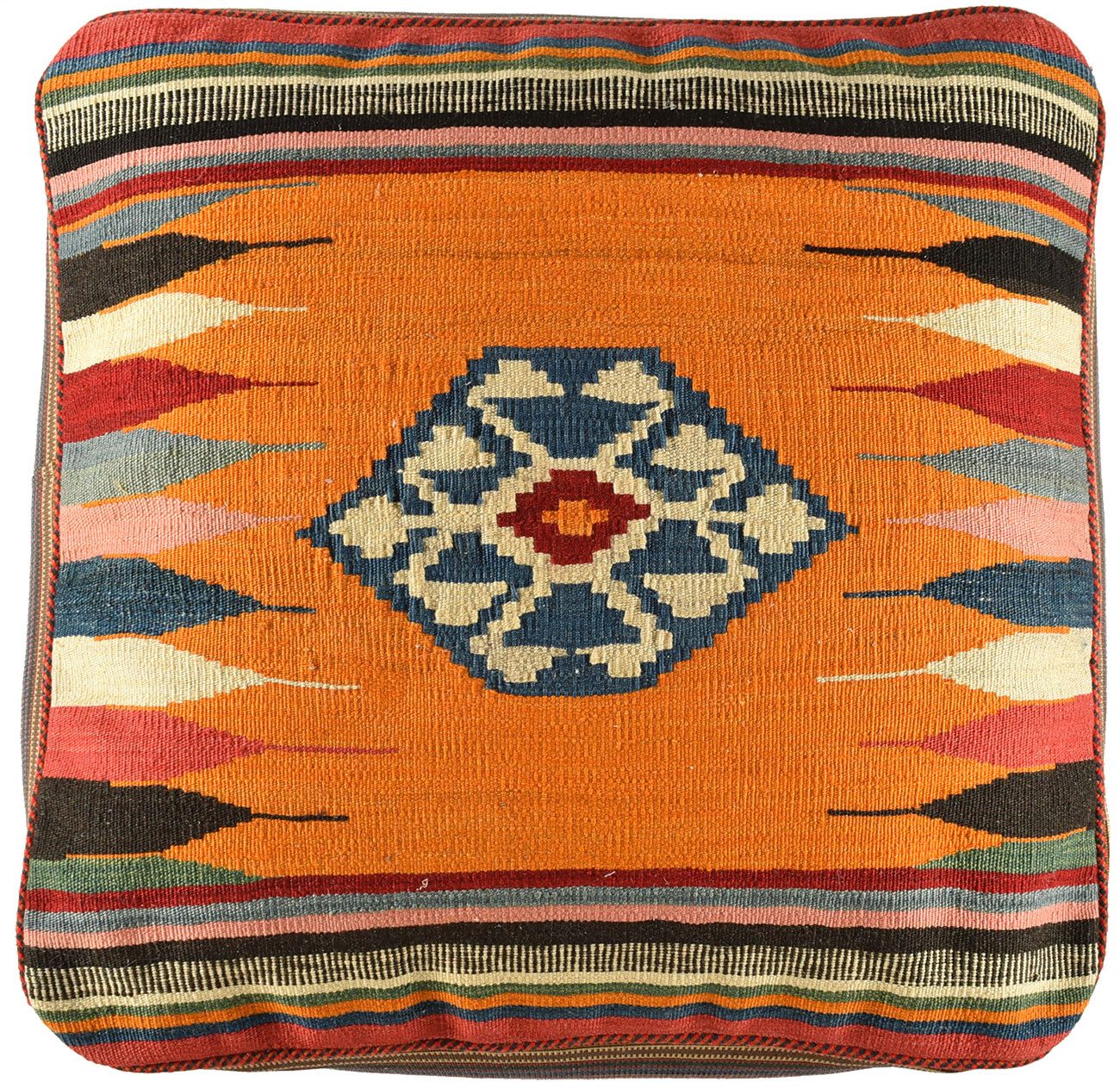 KUHFELL online & NOMAD Pouf ORIENT KELIM POUF SITZKISSEN BODENKISSEN FUßHOCKER 60 x 60 x 30 cm