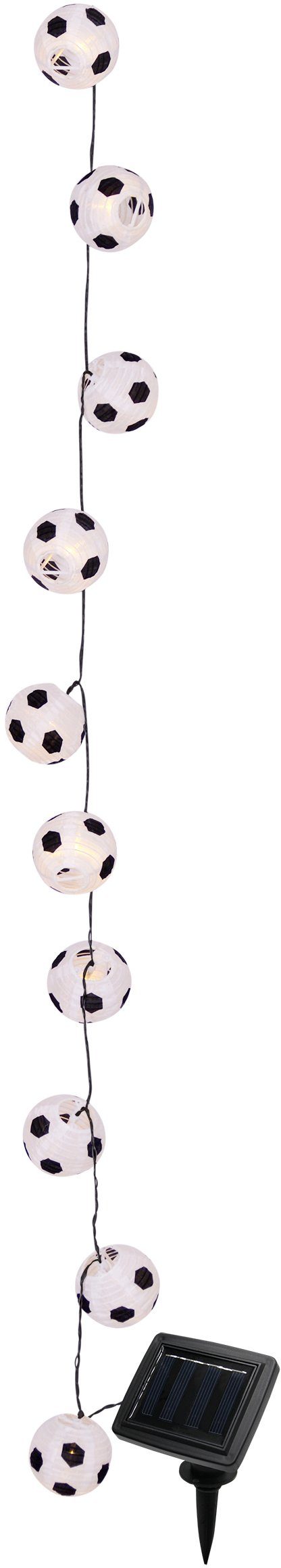 näve Lichterkette Japanballon-20er-Solar-Lichterkette, Fußball, Material: Polyester, Metall, Kunststoff, Farbe: weiß/schwarz | Lichterketten