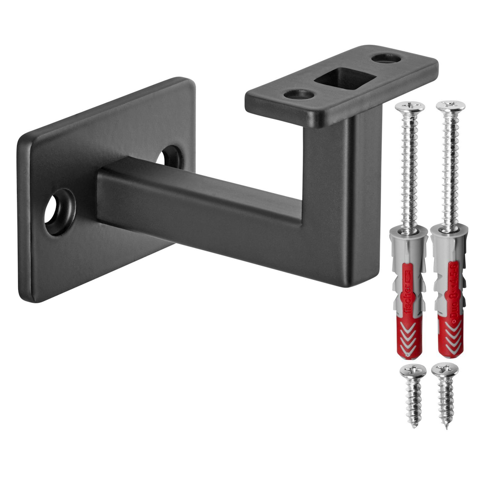 SO-TECH® Handlauf Handlaufhalter NOBLE 90° Stahl schwarz pulverbeschichtet, (1 St), Geländerhalter eckig 58x58x75 mm Halter für Treppengeländer