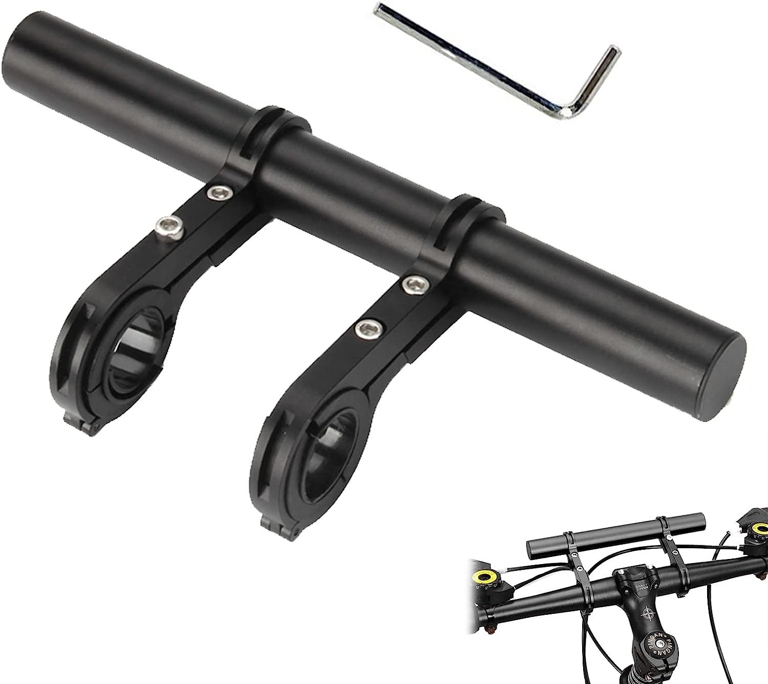 Refined Living Fahrradlenker Fahrradlenker-Extender-Halterung,Fahrrad Lenker Verlängerung, Multifunktionslenker, (20cm,Doppelte Halterung und StangeFahrrad Lenker Erweiterung Befestigungsadapter,Zum Anschluss von Fahrradlichtern,Navigationsgeräten,Handyha
