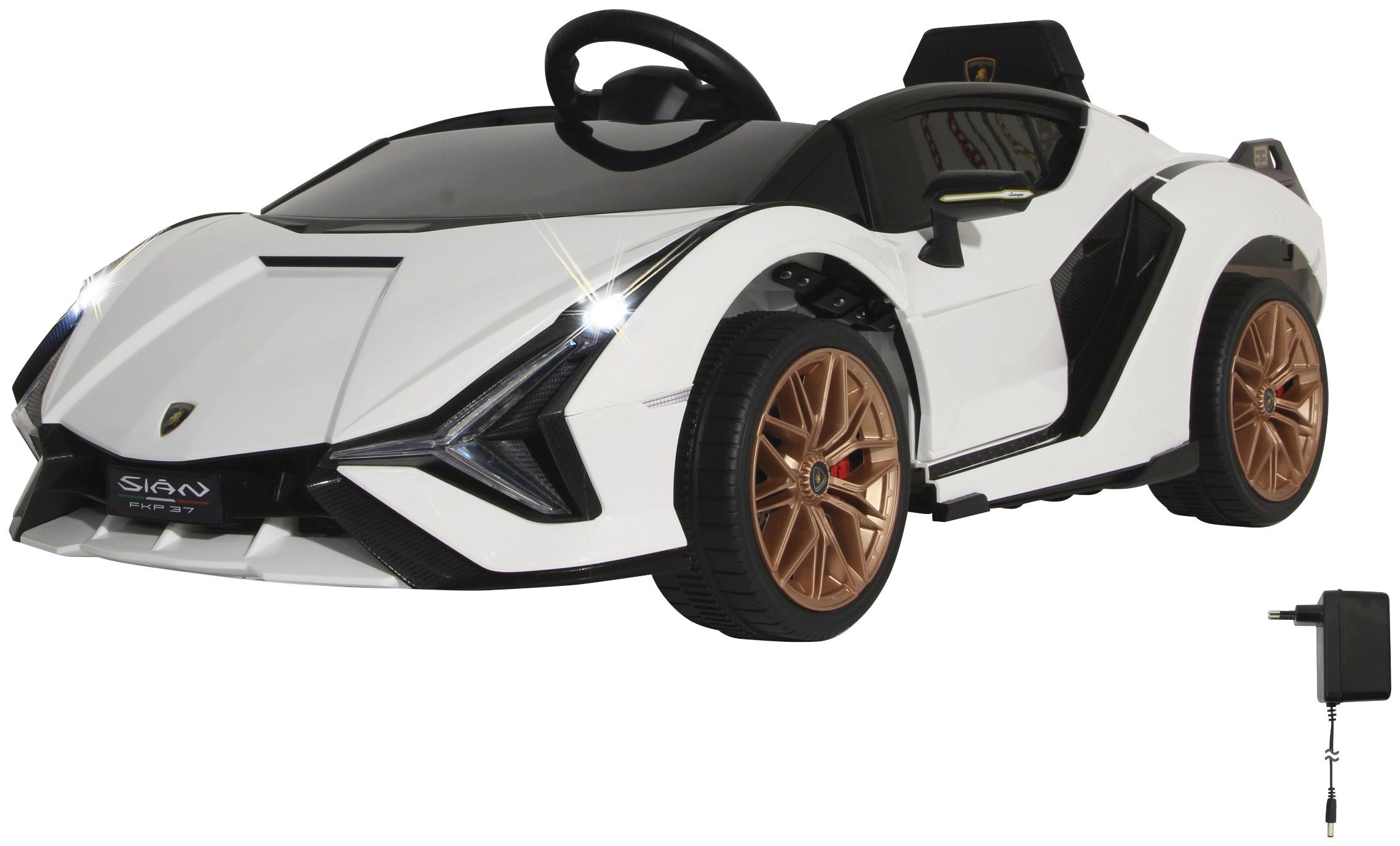 Elektro-Kinderauto, lizenzierter Lamborghini Aventador, Flügeltüren, Musik,  Hupe, für 3-5 Jahre, Weiß