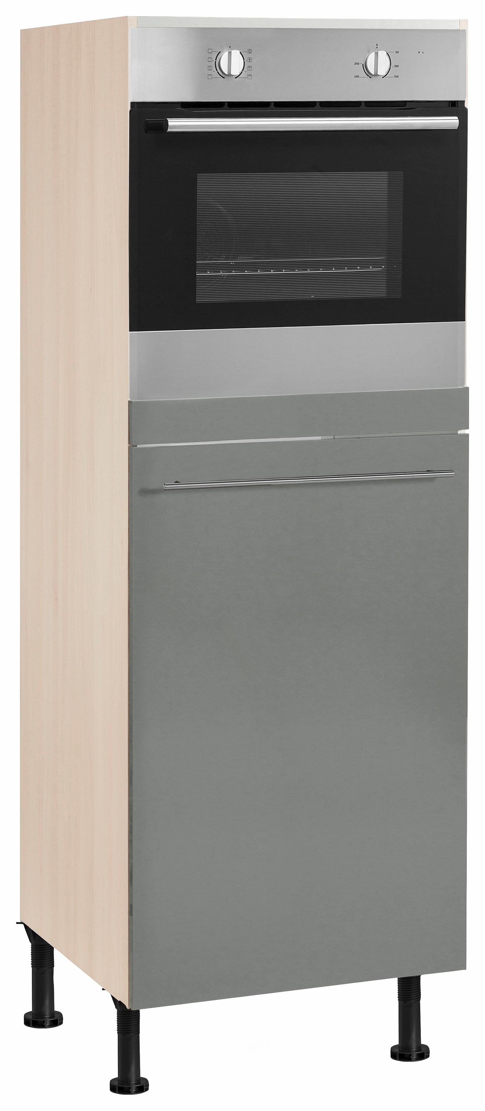 OPTIFIT Backofen/Kühlumbauschrank Bern 60 cm breit, 176 cm hoch, höhenverstellbare Stellfüße, mit Metallgriff basaltgrau/akaziefarben | akaziefarben | Kühlschrankumbauschränke