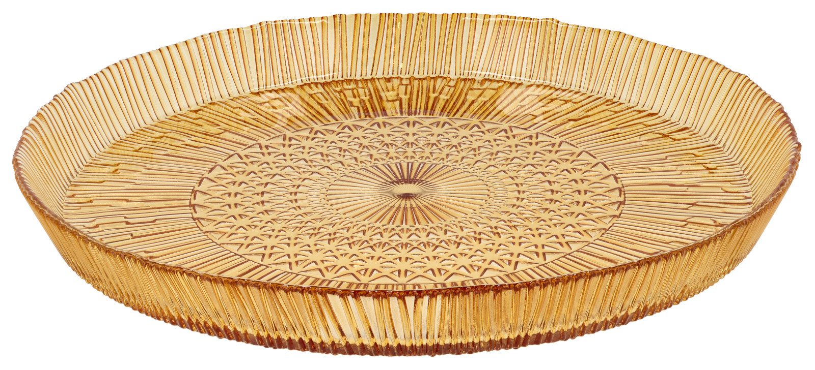 Bitz Servierplatte Kusintha Servierplatte rund amber 30cm, Glas, (Platten), Servierplatte rund Kusintha 30 cm Amber