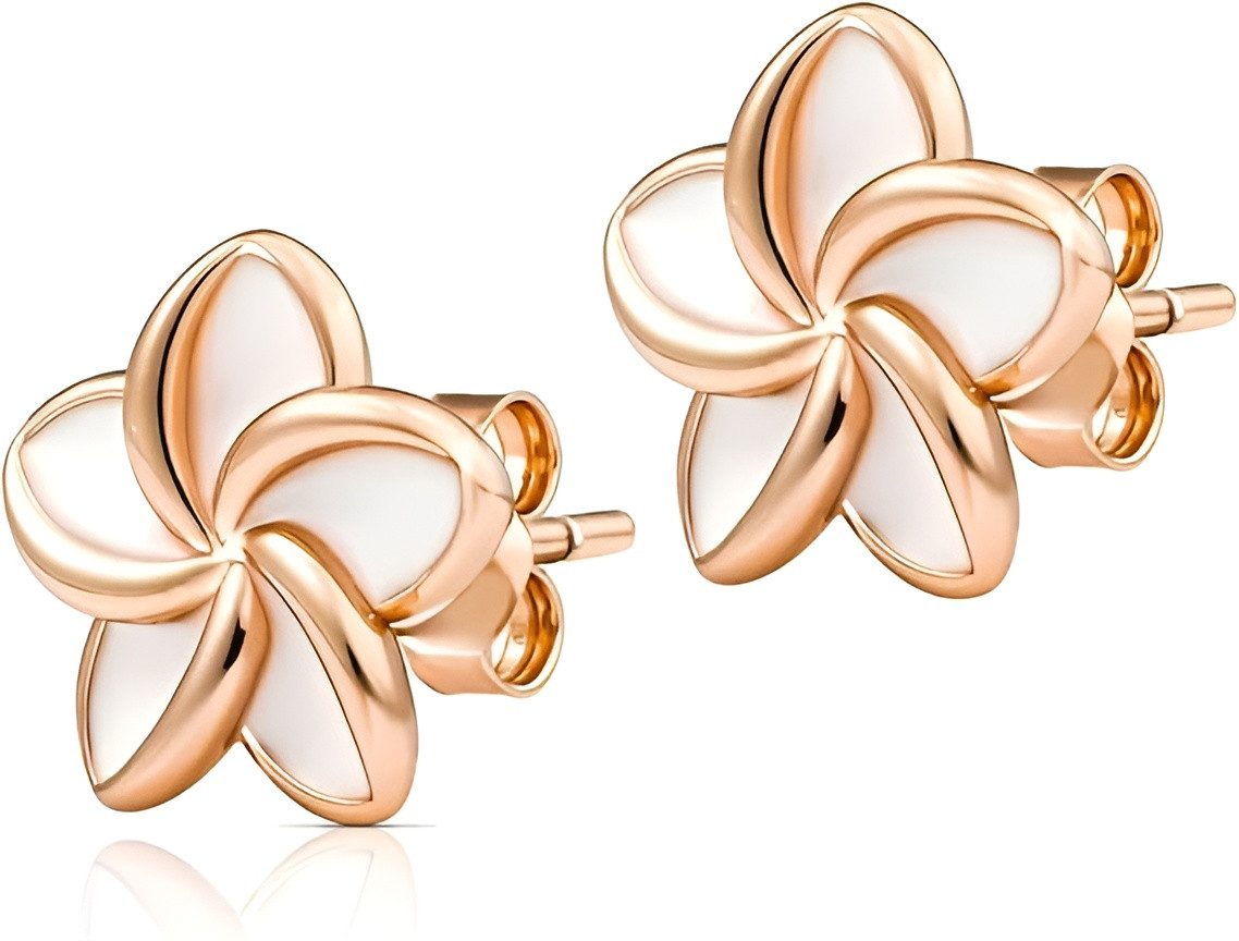 Einzelstück Ohrring-Set Ohrringe Frangipani mit Monoi Blume