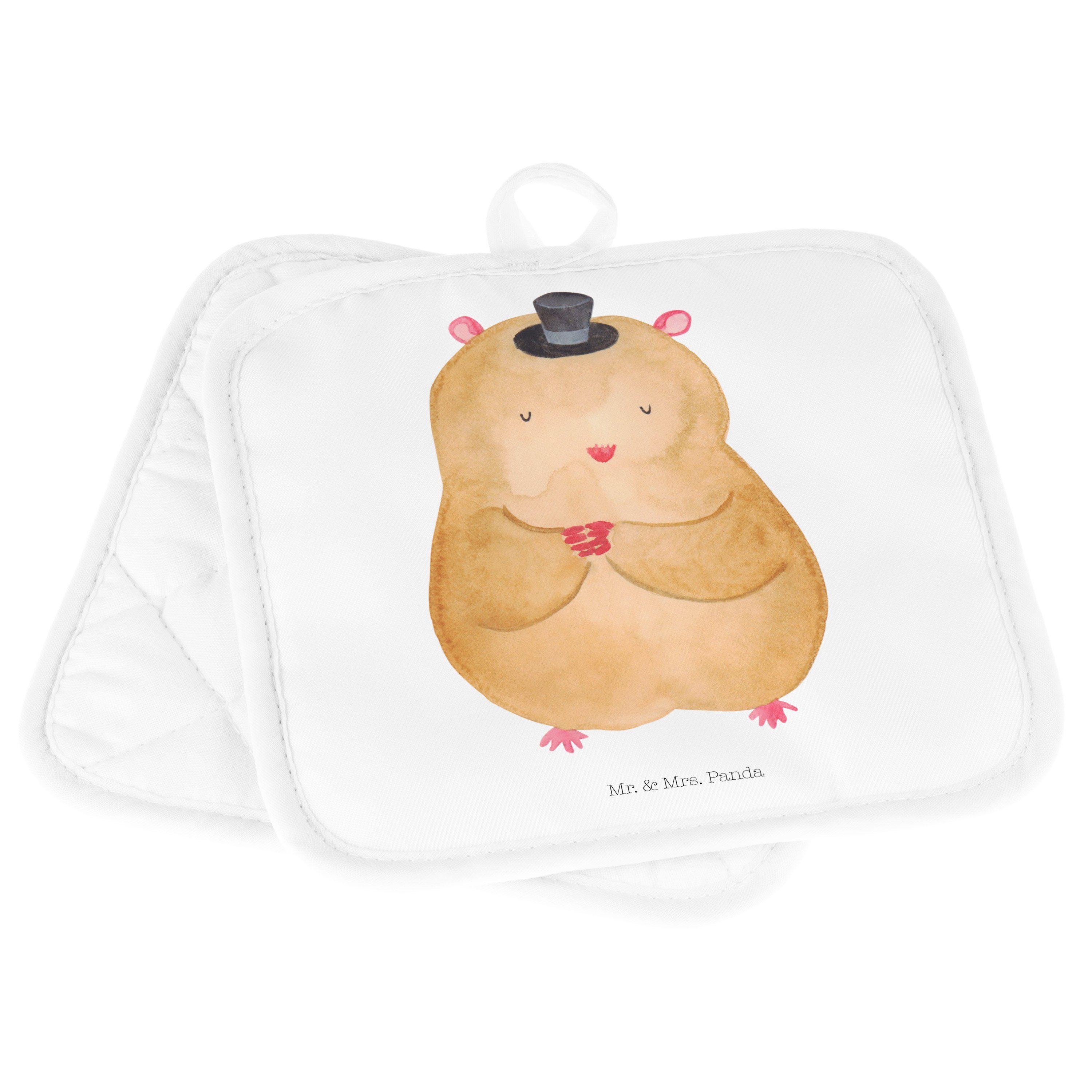 Mr. & - Tiermoti, Geschenk, Weiß Panda lustig, - Tiere, (1-tlg) Topflappen mit Hamster Hut Topflappen Mrs