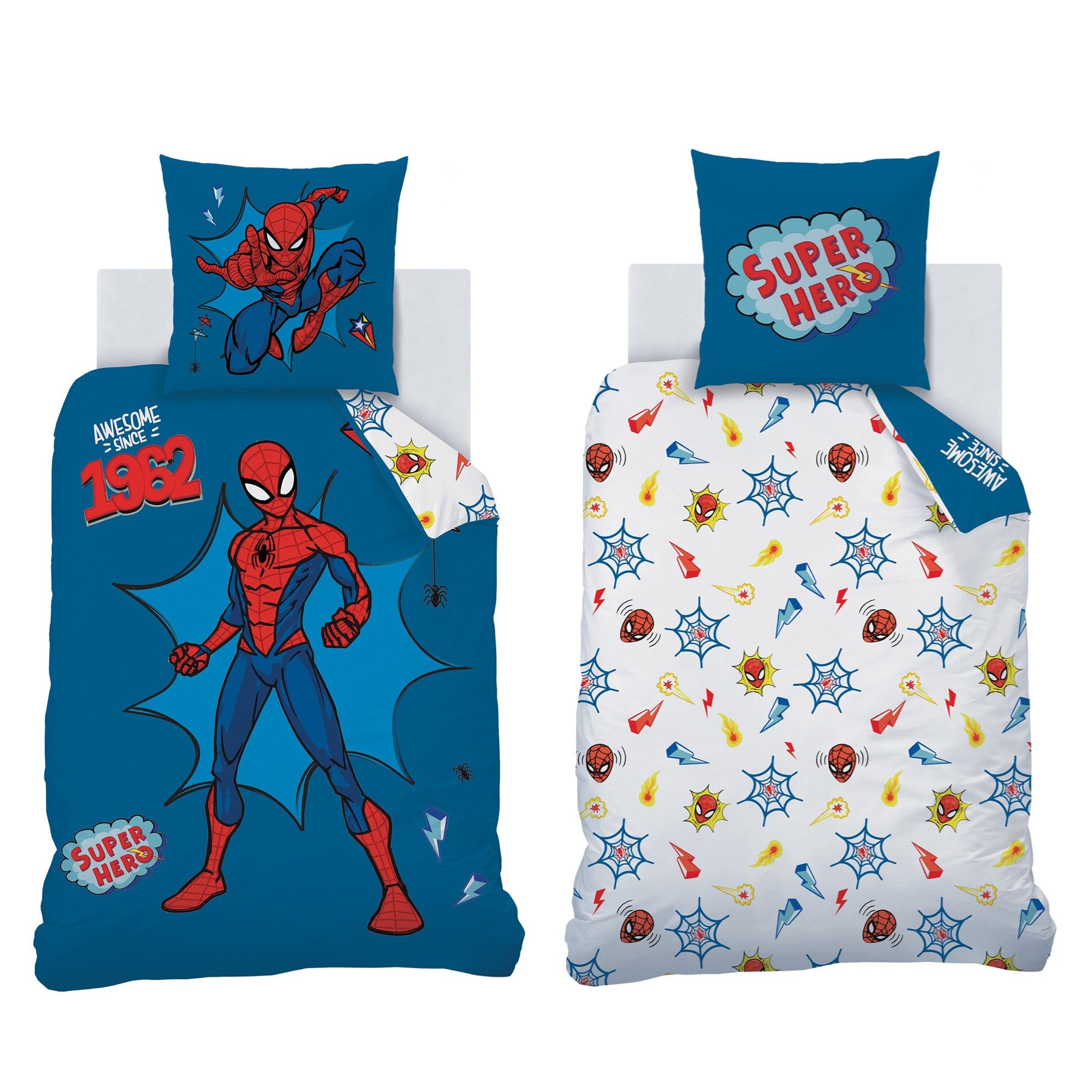 Familando Kinderbettwäsche Spiderman "Awesome" 135x200 80x80 günstig online kaufen