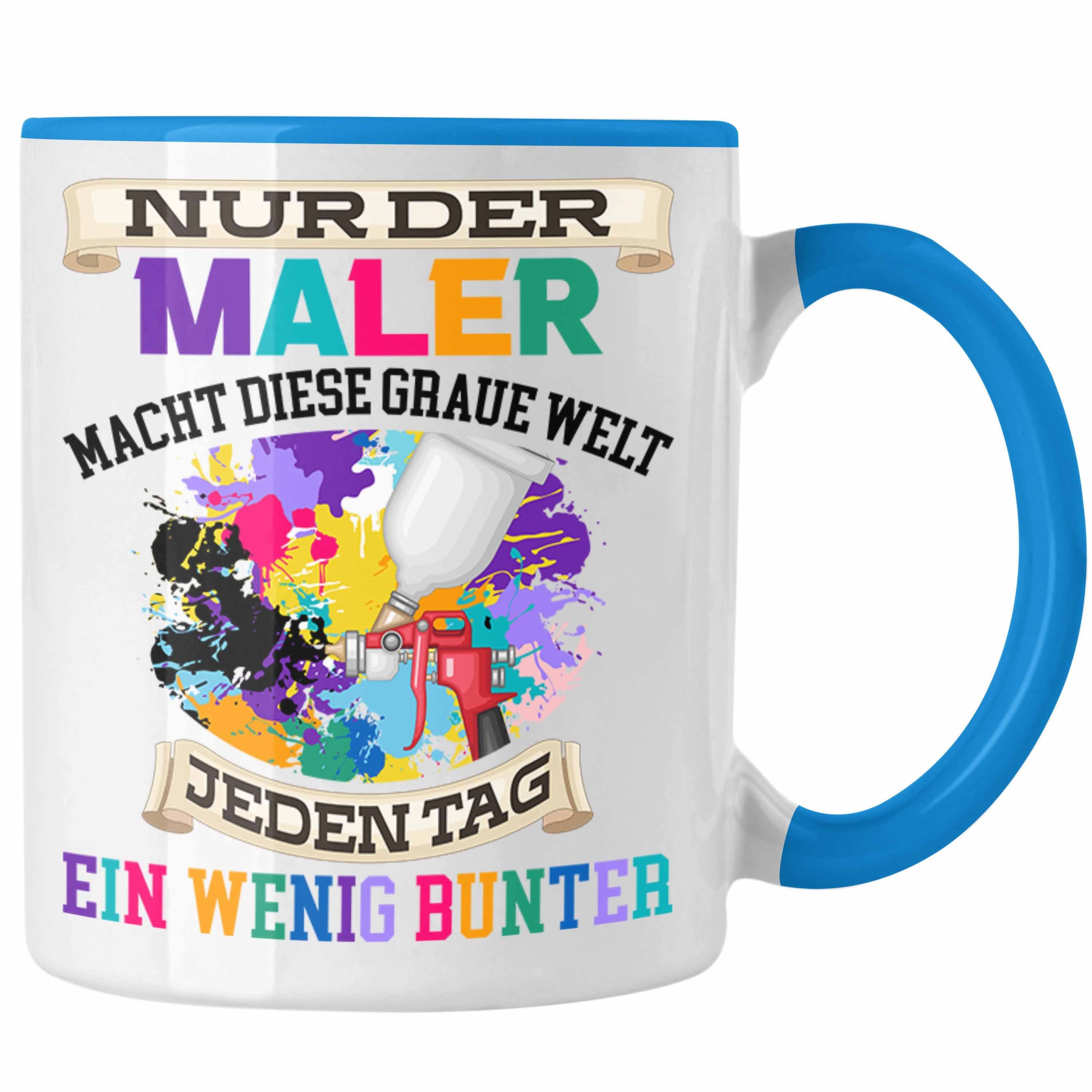 Trendation Tasse Maler Job Tasse Geschenk Männer Evolution Lustig Anstreicher Malermeis Blau