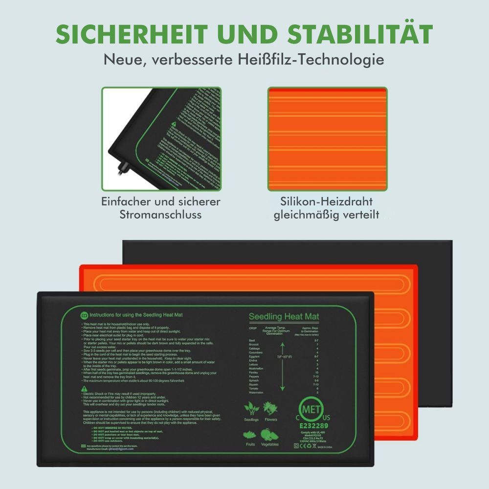 VIVIHEYDAY Heizmatten Zimmergewächshaus Wärmematte Reptil, Temperatur Heizkissen, Amphibien Pet Mat Wärmer Bett Matte