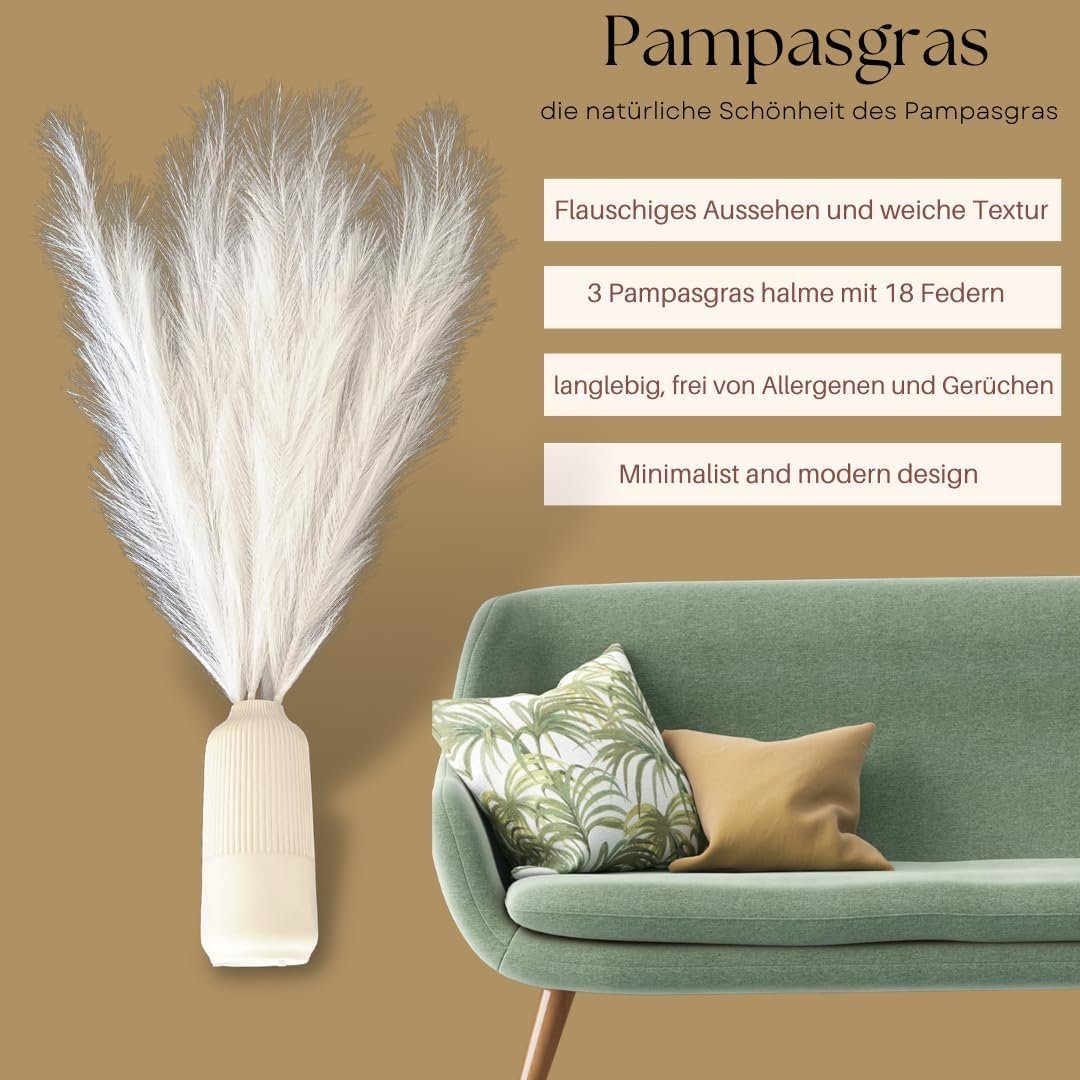 Kunstpflanze LAYBA Künstliches Pampasgras 3er-Set Weiß 100 cm, Layba