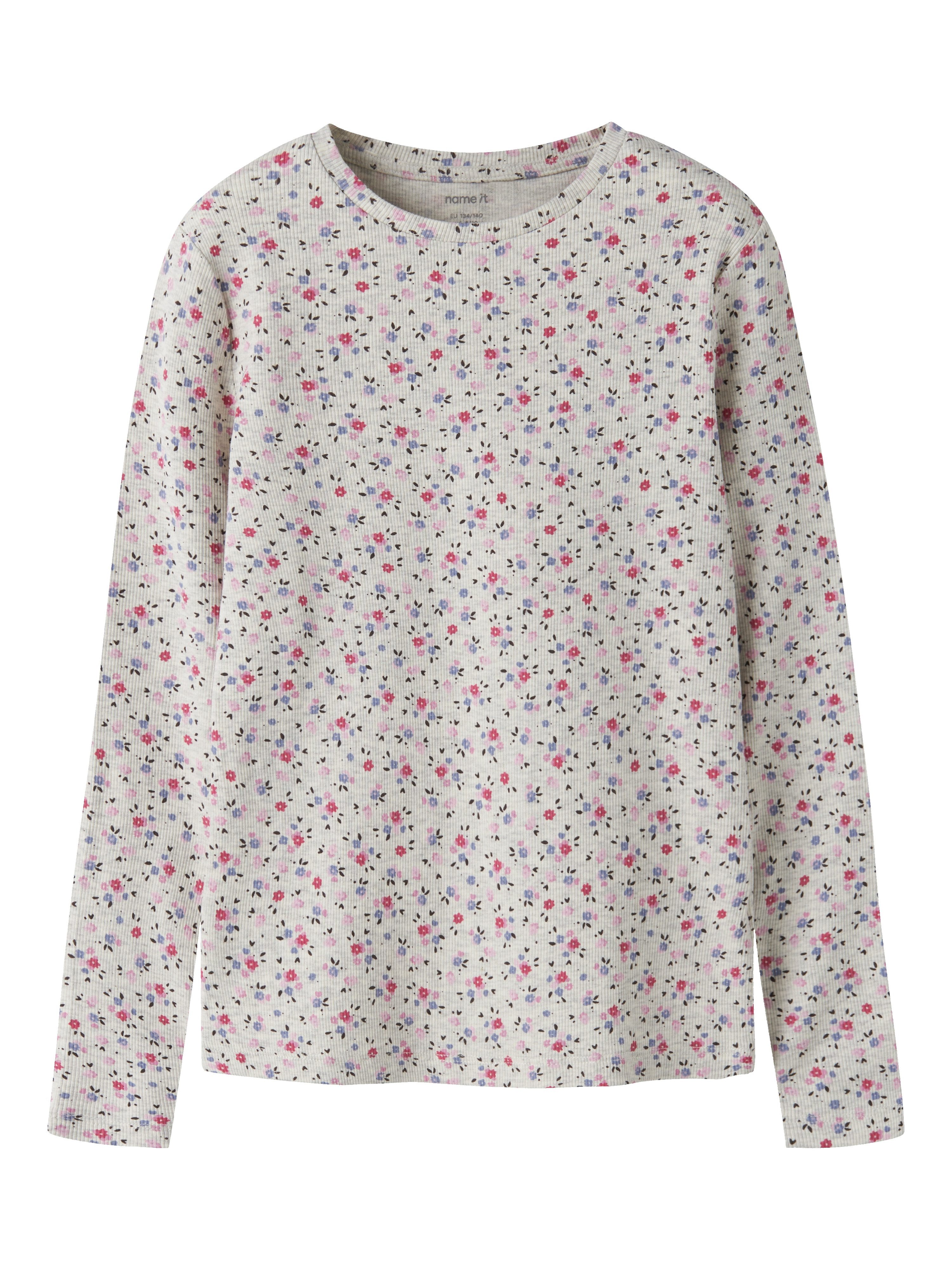 Name It Langarmshirt NKFNICOLE LS SLIM TOP PB Baumwollmischung, slim fit