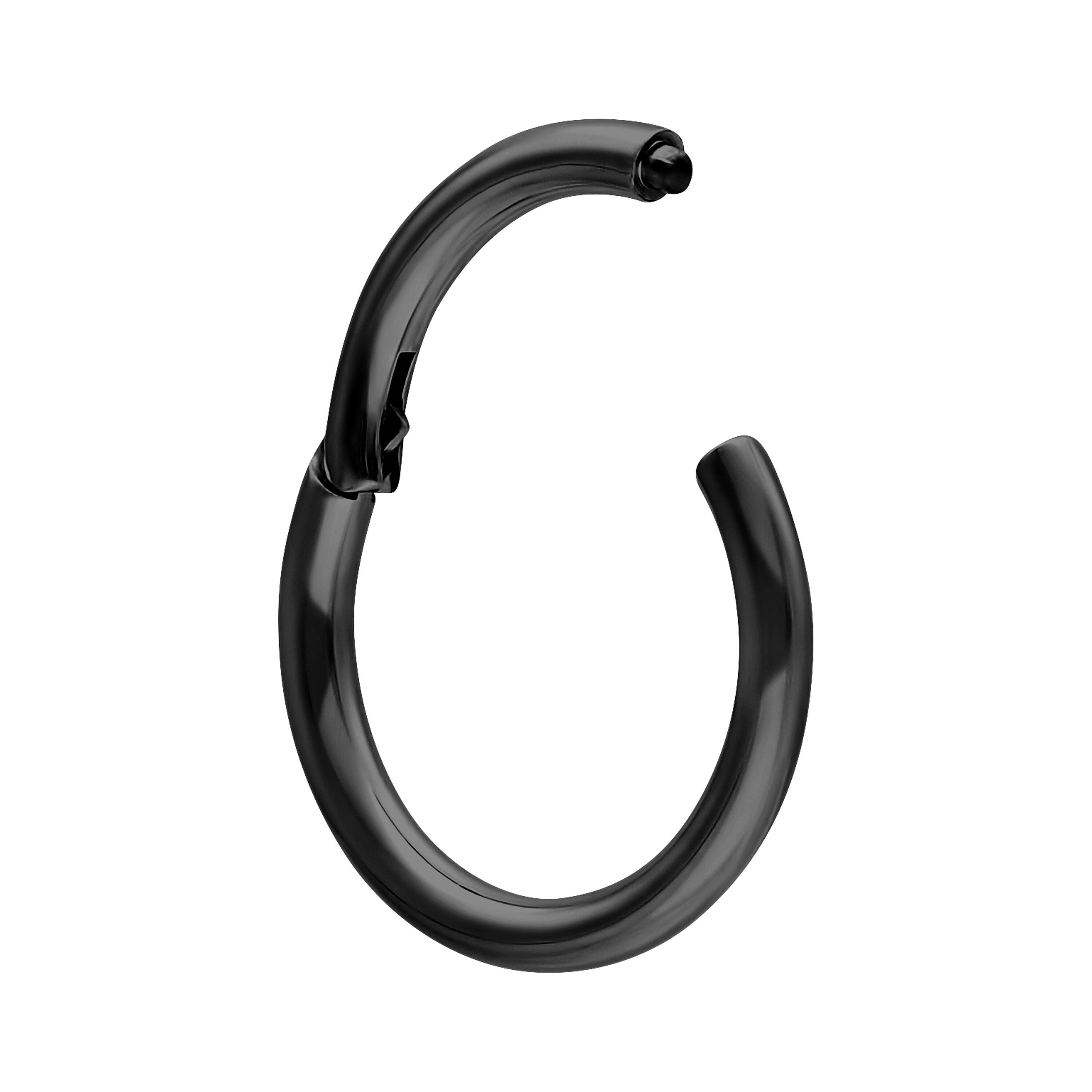 Wildcat Nasenpiercing Hinged Ring für Ohr, Nase, Lippe, Bauchnabel, 1 Stück, Titan Grad 23 - wasserfest, hautverträglich, Schwarz