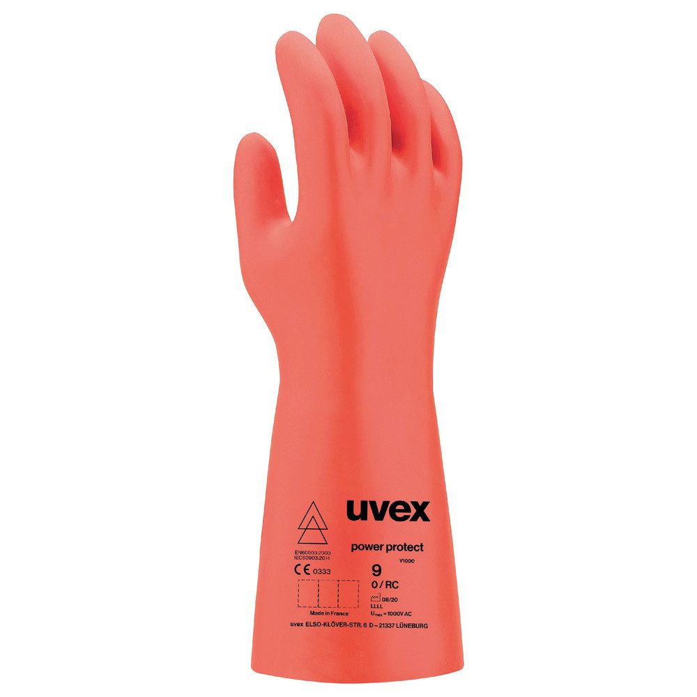 Uvex Arbeitshandschuhe uvex power protect V1000 6084008 Naturlatex Elektrikerhandschuh Größe