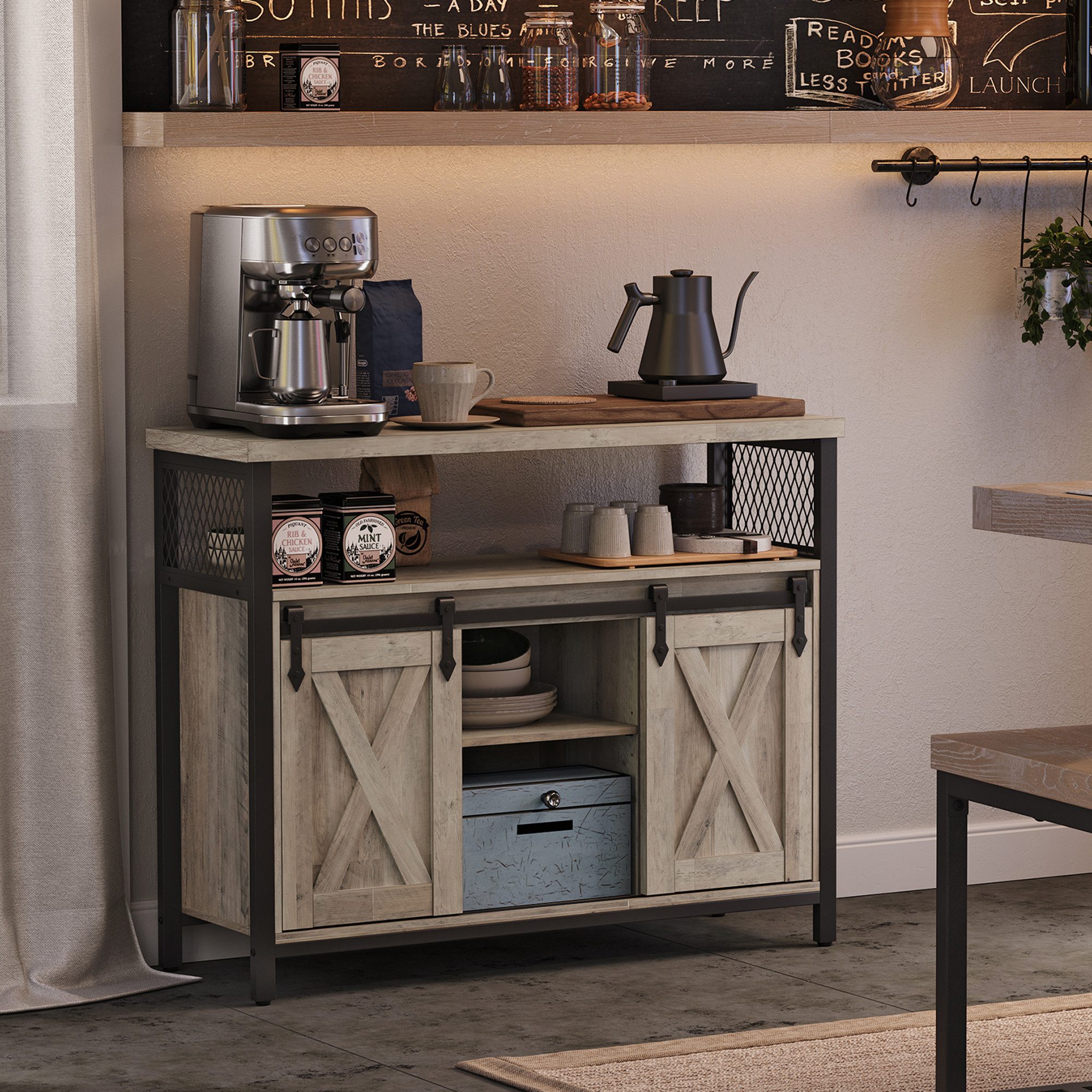 VASAGLE Sideboard Küchenschrank, Aufbewahrungsschrank, mit 2 Schiebetüren, günstig online kaufen