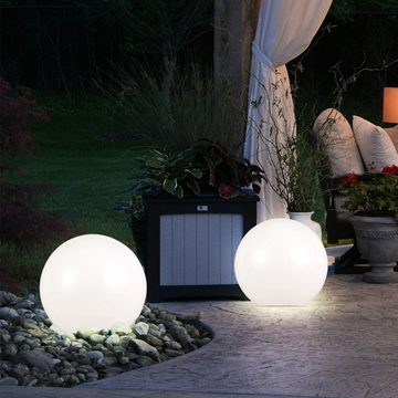 etc-shop LED Gartenleuchte, LED-Leuchtmittel fest verbaut, 2x Solarleuchte Außen LED Stecklampe Kugelleuchten 2er Set
