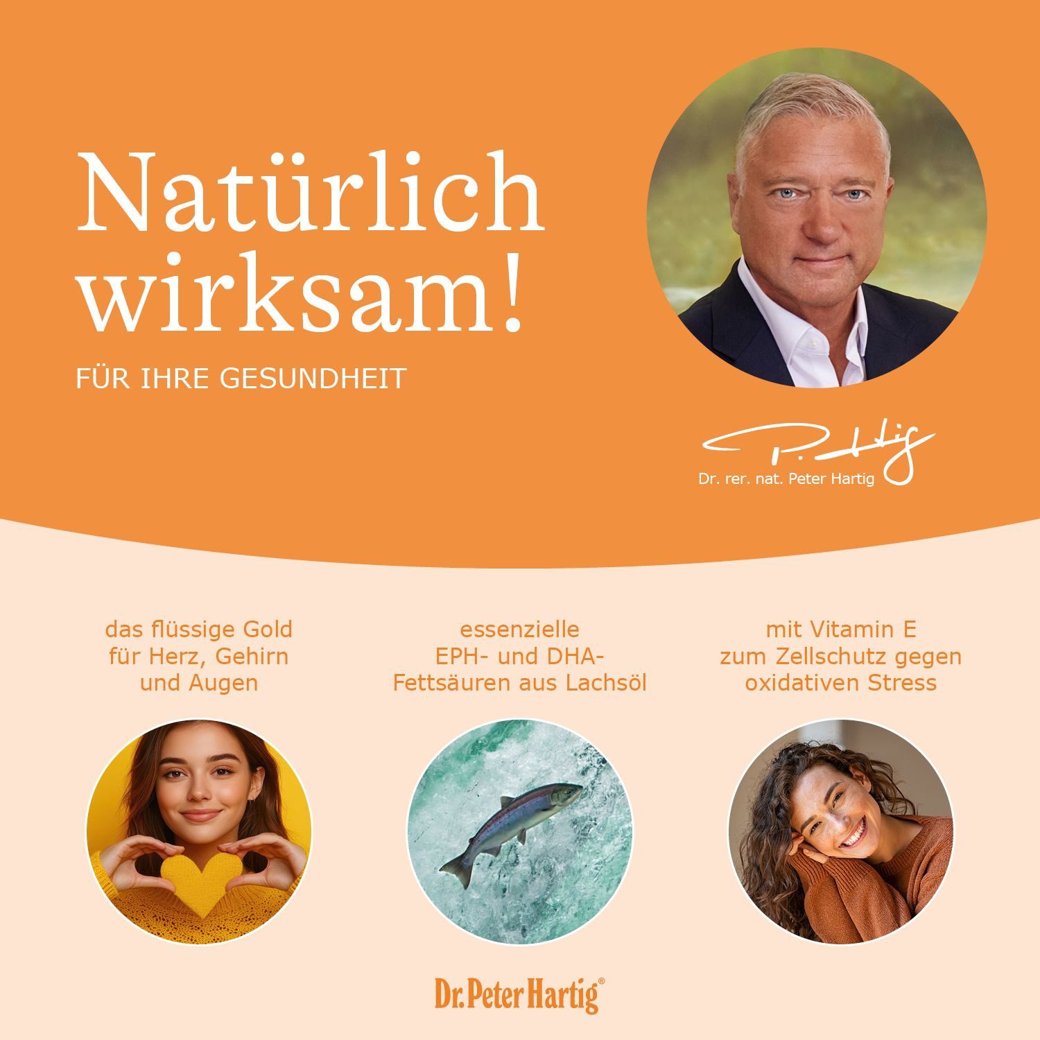 Dr. Peter Hartig Omega 3 Lachsöl, für Herz, Augen, Gehirn, Fettsäuren, EPA, DHA, Kapseln, 250 Kapseln, 4-Monats-Vorrat, à 340 g, Omega 3 Lachsöl 250 Kapseln EPA DHA Vitamin E