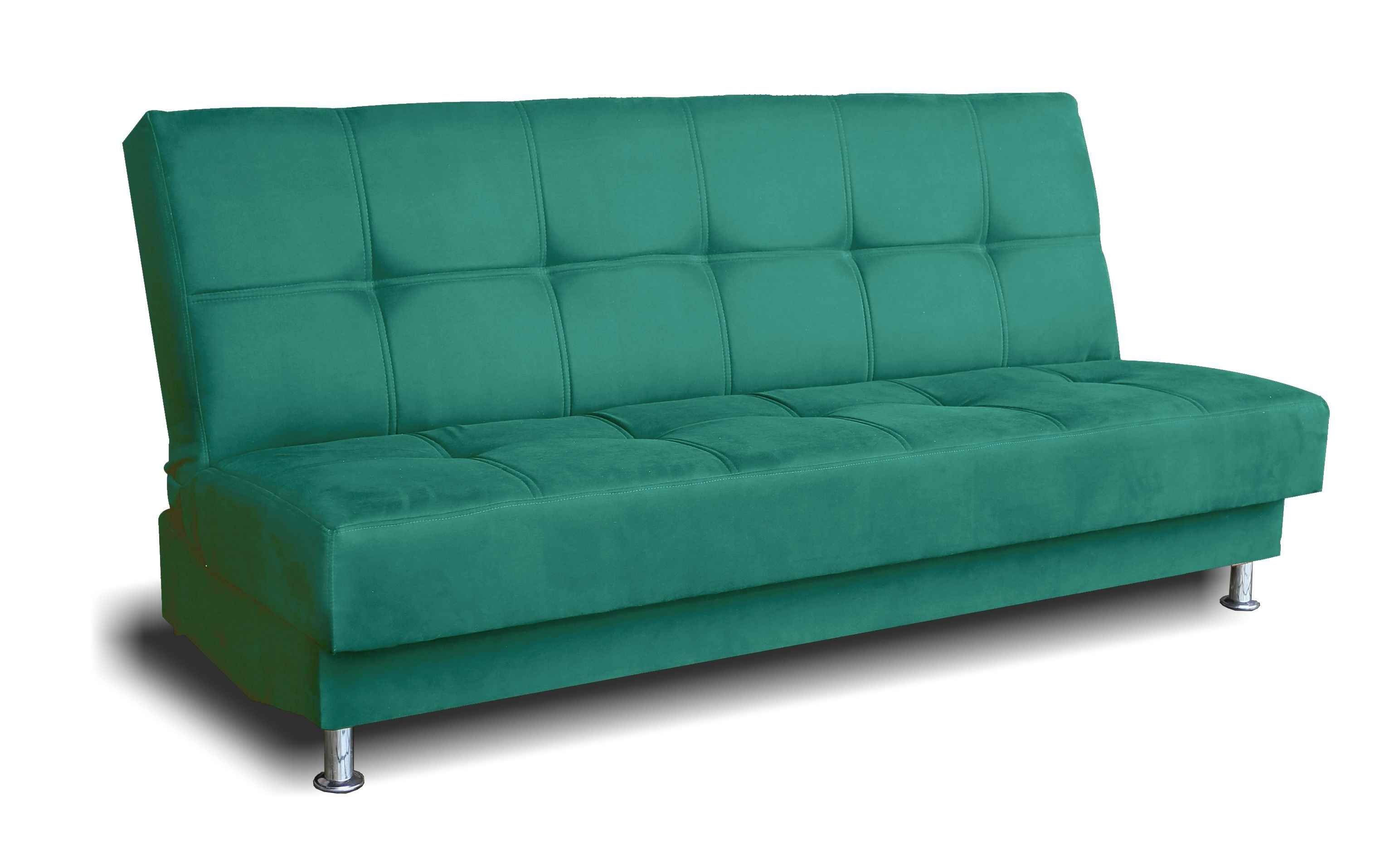 Siblo 3-Sitzer Dreisitzige Couch Rosalia mit Schlaffunktion, Bettzeugbehälter, Dreisitzer-Sofa Dunkelgrün