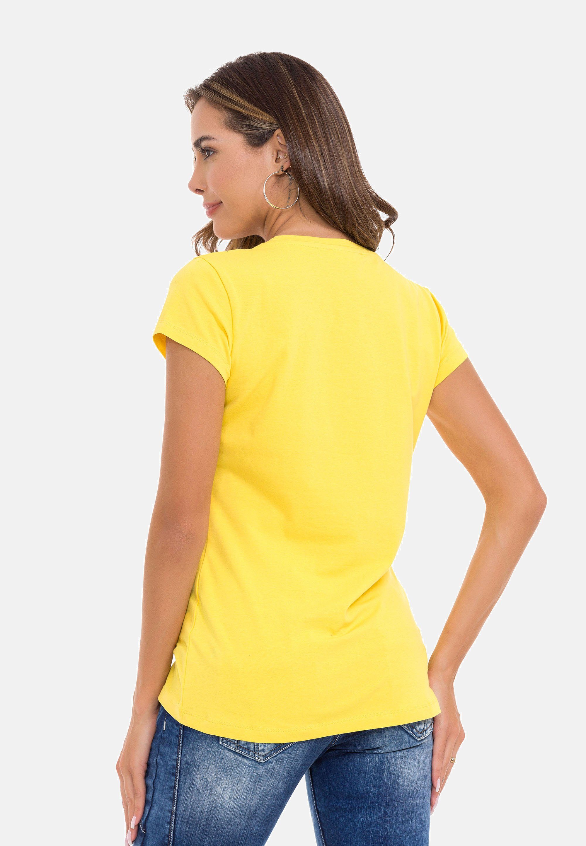 Baxx T-Shirt & modischem mit pink-gelb Cipo Frontprint