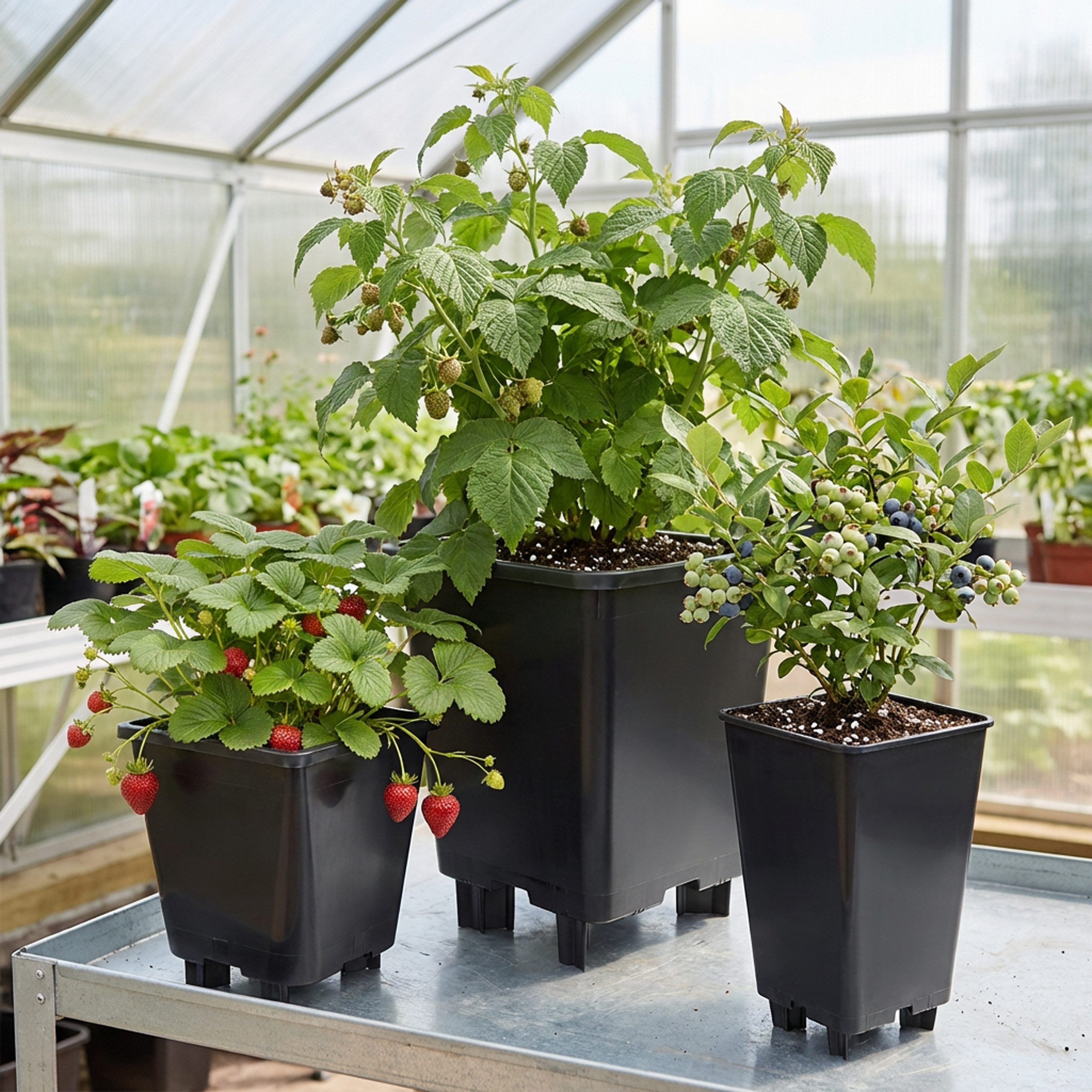 Garronda Blumentopf Kunststoff mit Standfüßen für Erdbeeren und Himbeeren GD-0206 (10 St., 10er Set)
