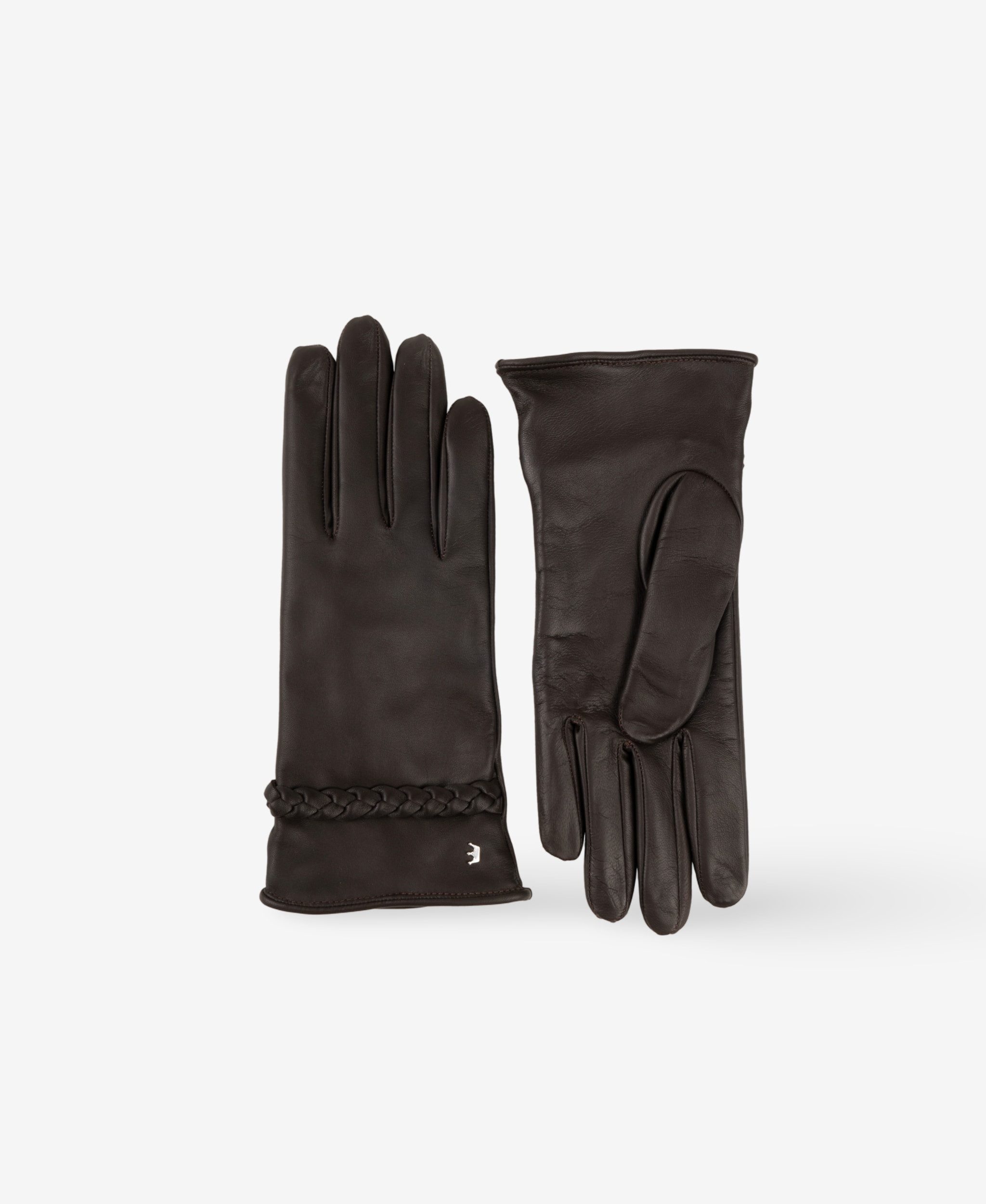 GLAMIRA Lederhandschuhe Emily braune Lederhandschuhe mit handgeflochtenem Armband (Paar, 2-St., mit Handzopf-Armband) mit Handzopf-Armband