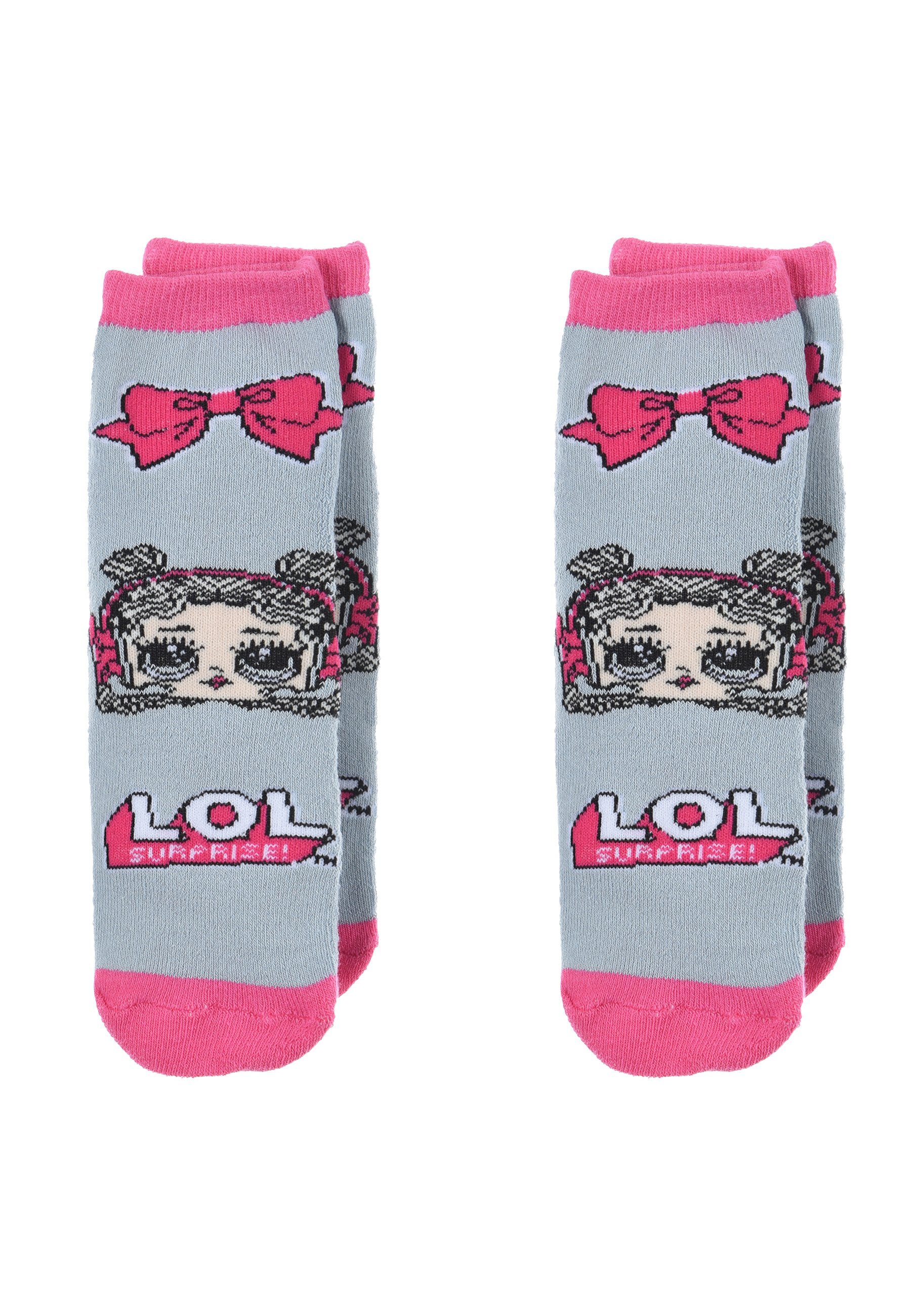 L.O.L. SURPRISE! ABS-Socken Kinder Mädchen anti-rutsch Noppen Gumminoppen mit 2 Stopper-Socken Socken Paar Strümpfe (2-Paar)