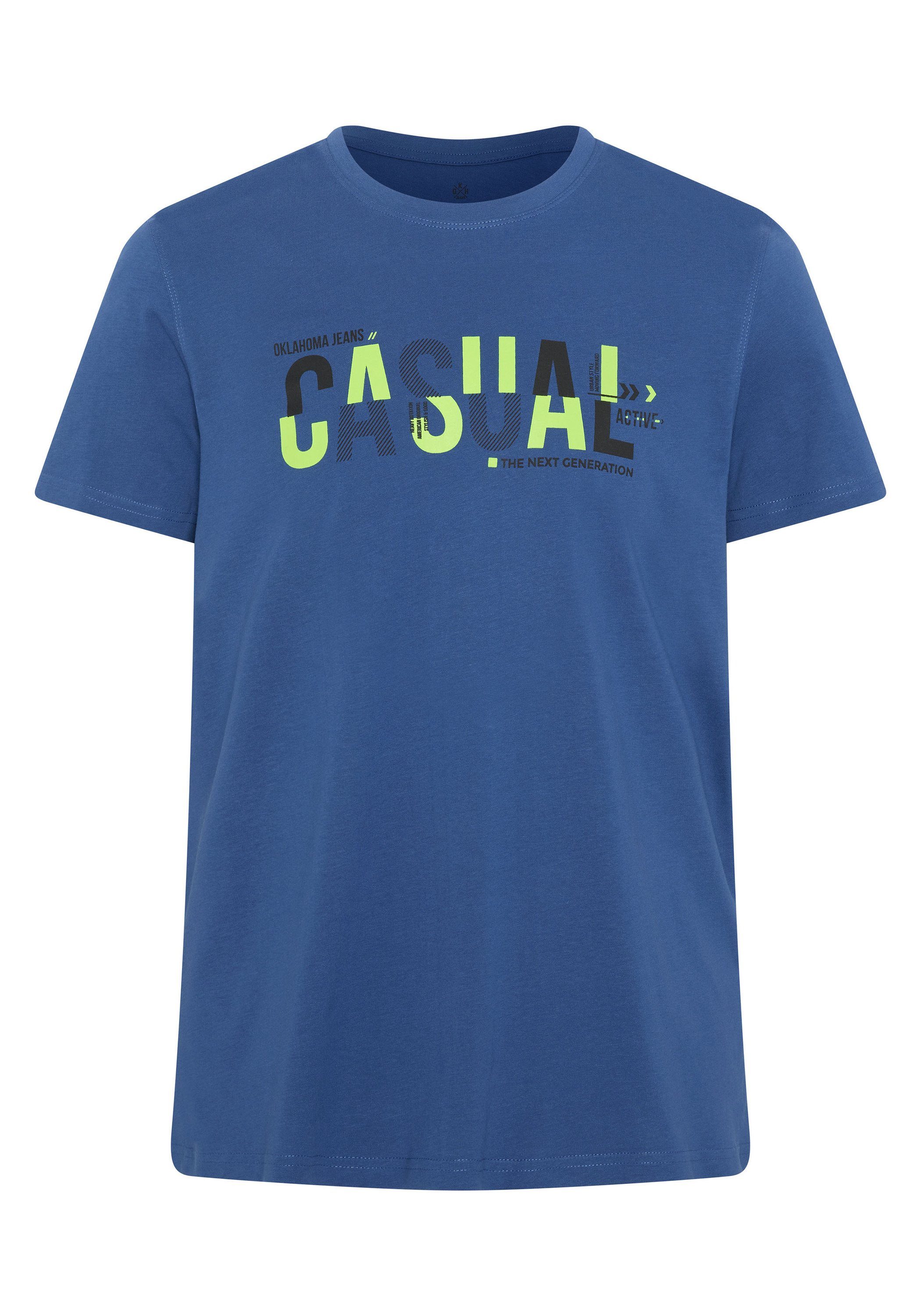 Oklahoma Jeans Print-Shirt mit Schriftzügen 19-4042 Set Sail